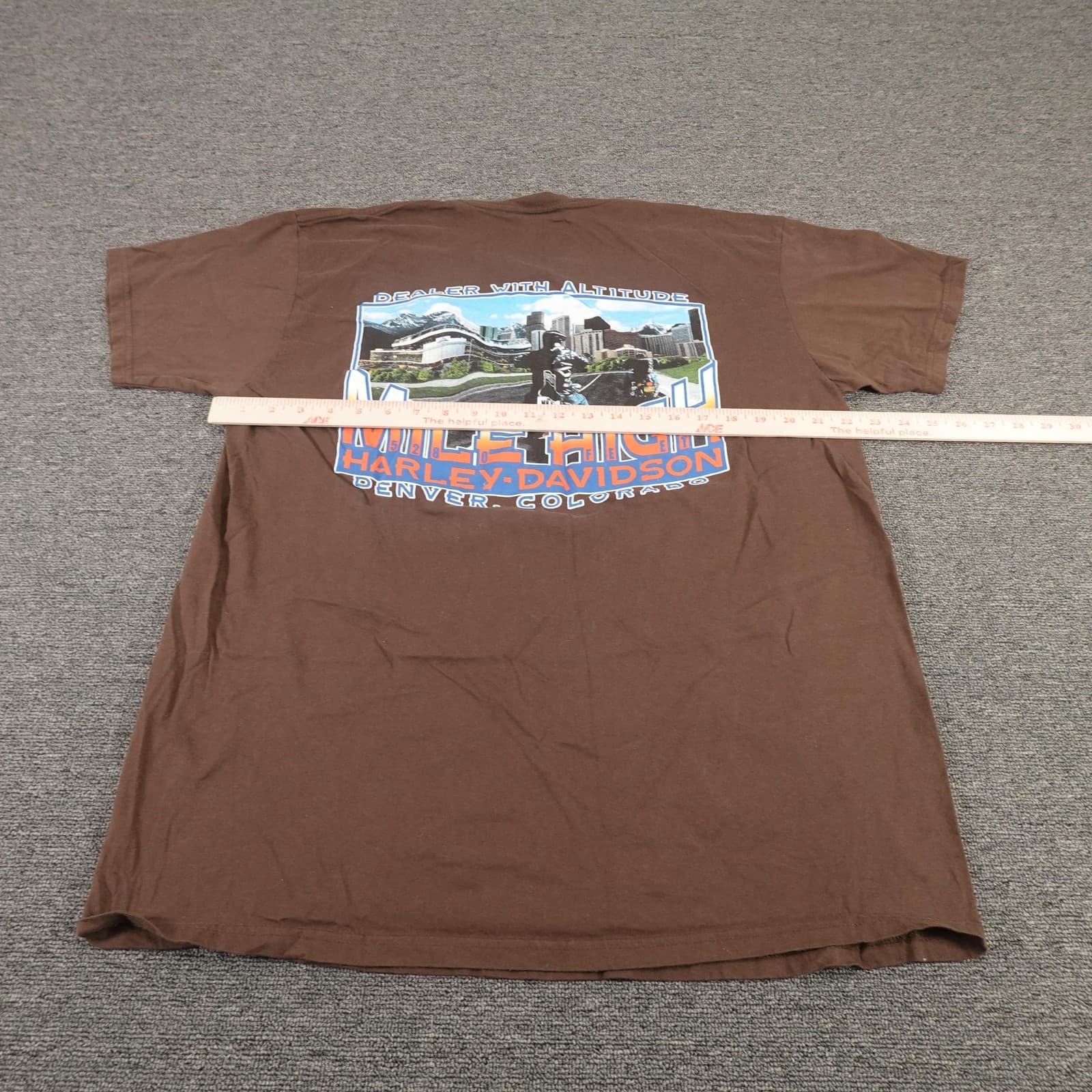 Harley-Davidson Shirt Mens XL Brown Skull Mile High Denver Motorcycle Tee - Thumbnail 6