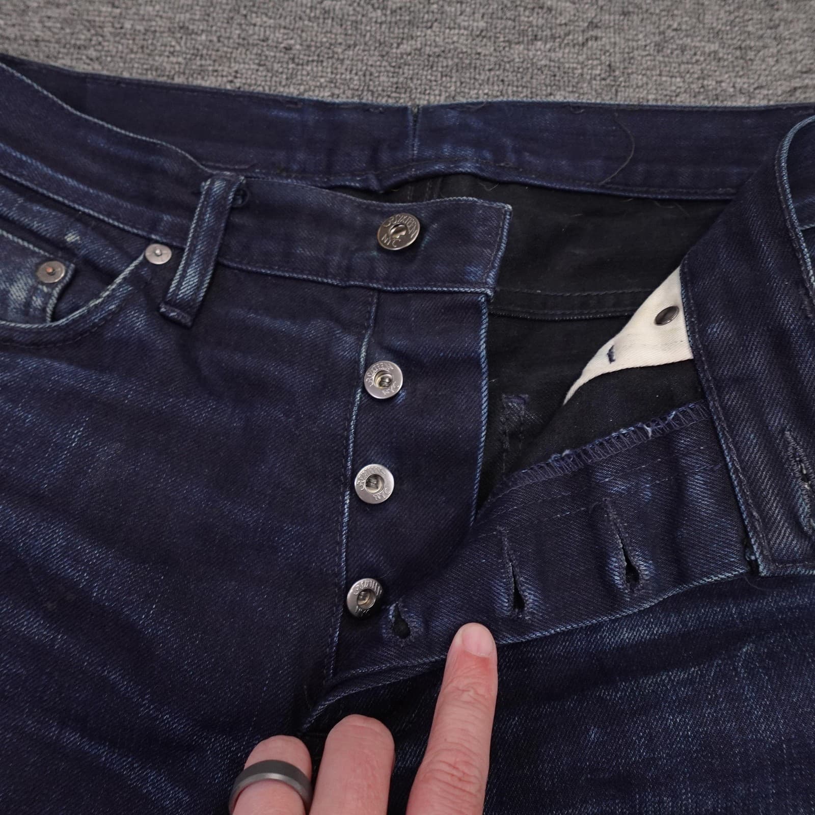3sixteen ST-120X Jeans Mens 32x30 Blue Raw Selvedge Slim Tapered Denim Made USA - Thumbnail 8