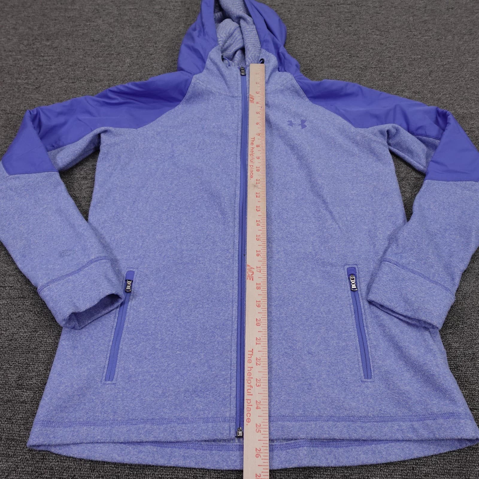 Under Armour ColdGear Reactor Jacket Womens Medium Blue Fleece Hooded Full Zip - Thumbnail 4