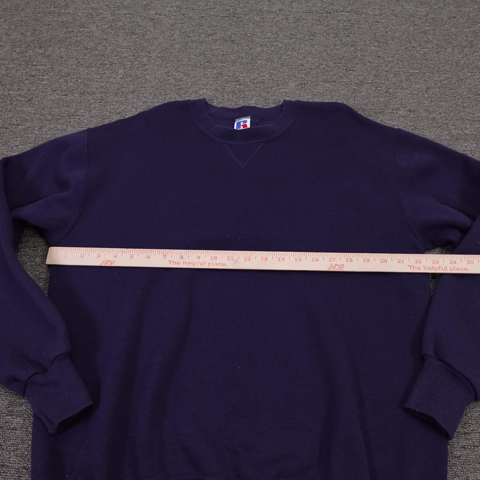 VINTAGE Russell Athletic Sweatshirt Large Blue Crewneck Fleece Made USA Pullover - Thumbnail 4