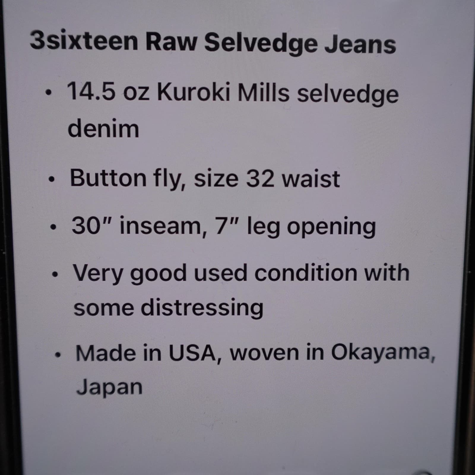 3sixteen ST-120X Jeans Mens 32x30 Blue Raw Selvedge Slim Tapered Denim Made USA - Thumbnail 20