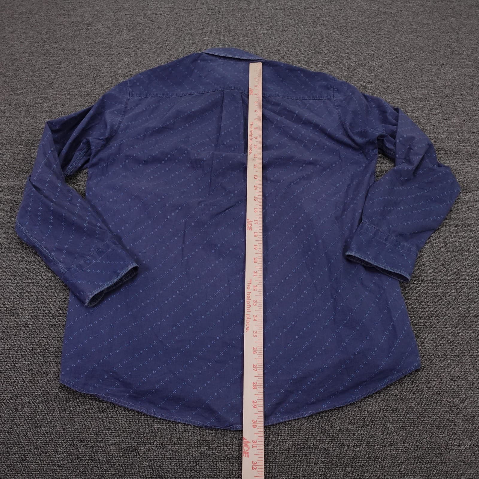 Indigo Palms Shirt Mens Medium Blue Geometric Long Sleeve Button Up Casual Woven - Thumbnail 5