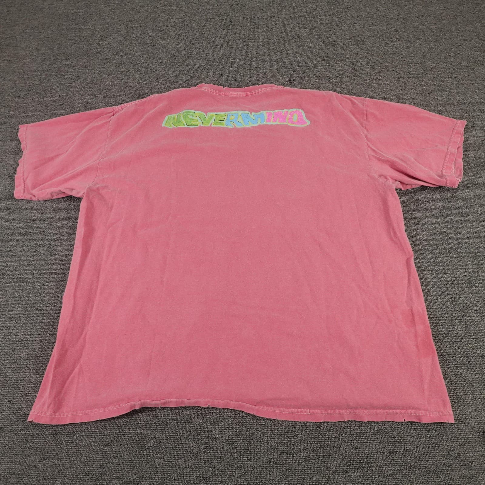 Nirvana Shirt Mens S/M Pink Nevermind Smiley Face Distressed Band Graphic Tee - Thumbnail 7