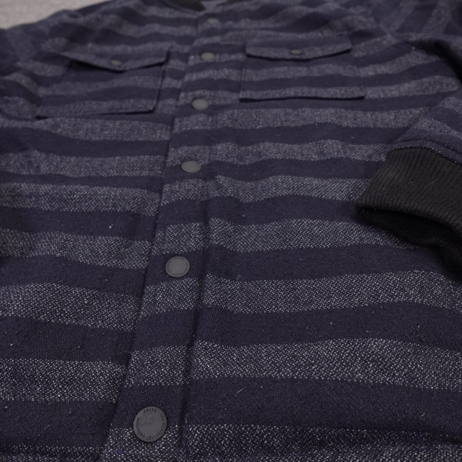 Roark Revivalist Jacket Mens Medium Blue Reversible Quilted Bomber Striped - Thumbnail 3