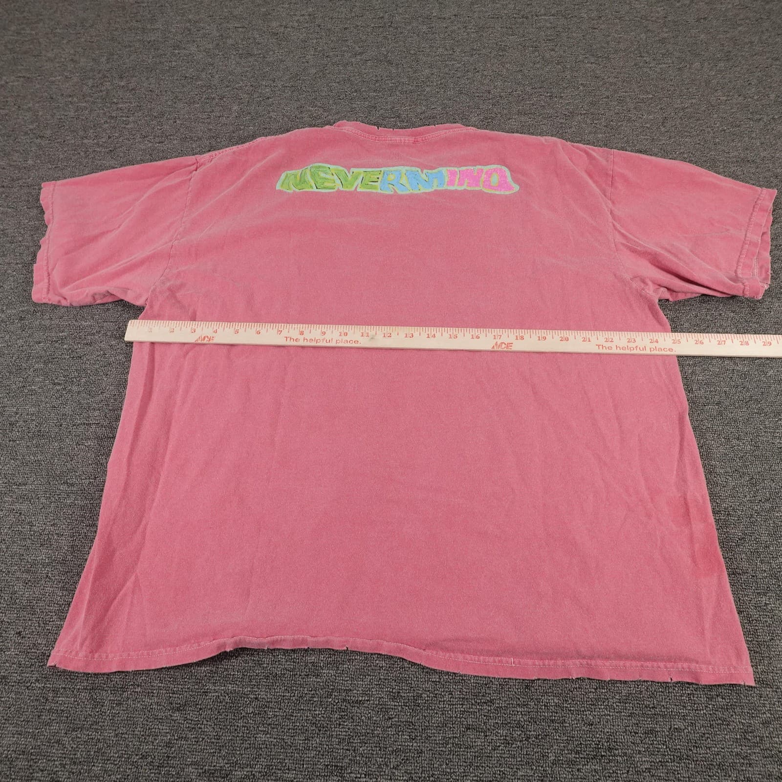 Nirvana Shirt Mens S/M Pink Nevermind Smiley Face Distressed Band Graphic Tee - Thumbnail 8
