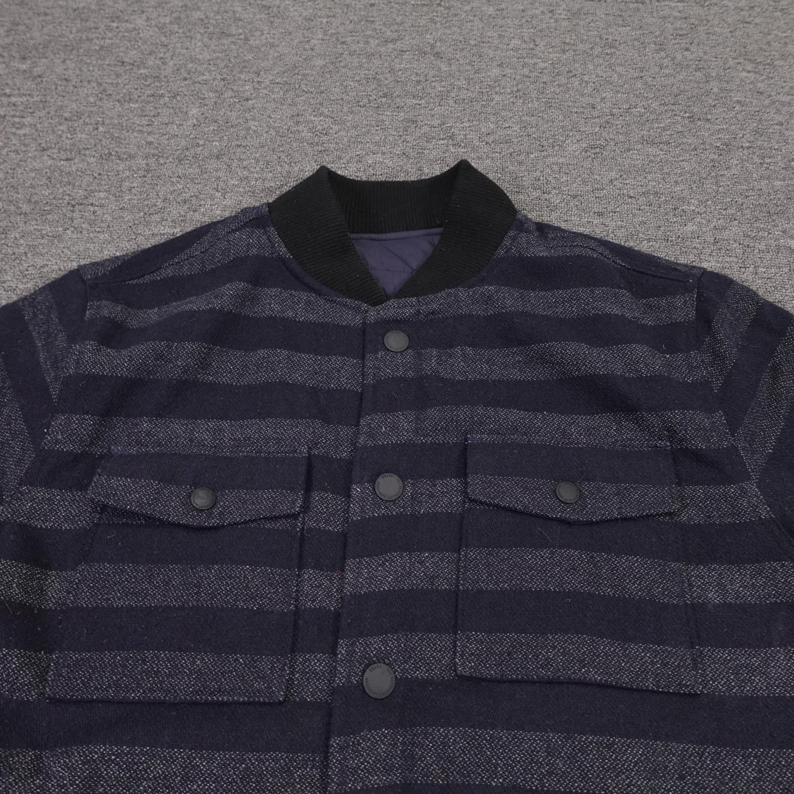 Roark Revivalist Jacket Mens Medium Blue Reversible Quilted Bomber Striped - Thumbnail 4