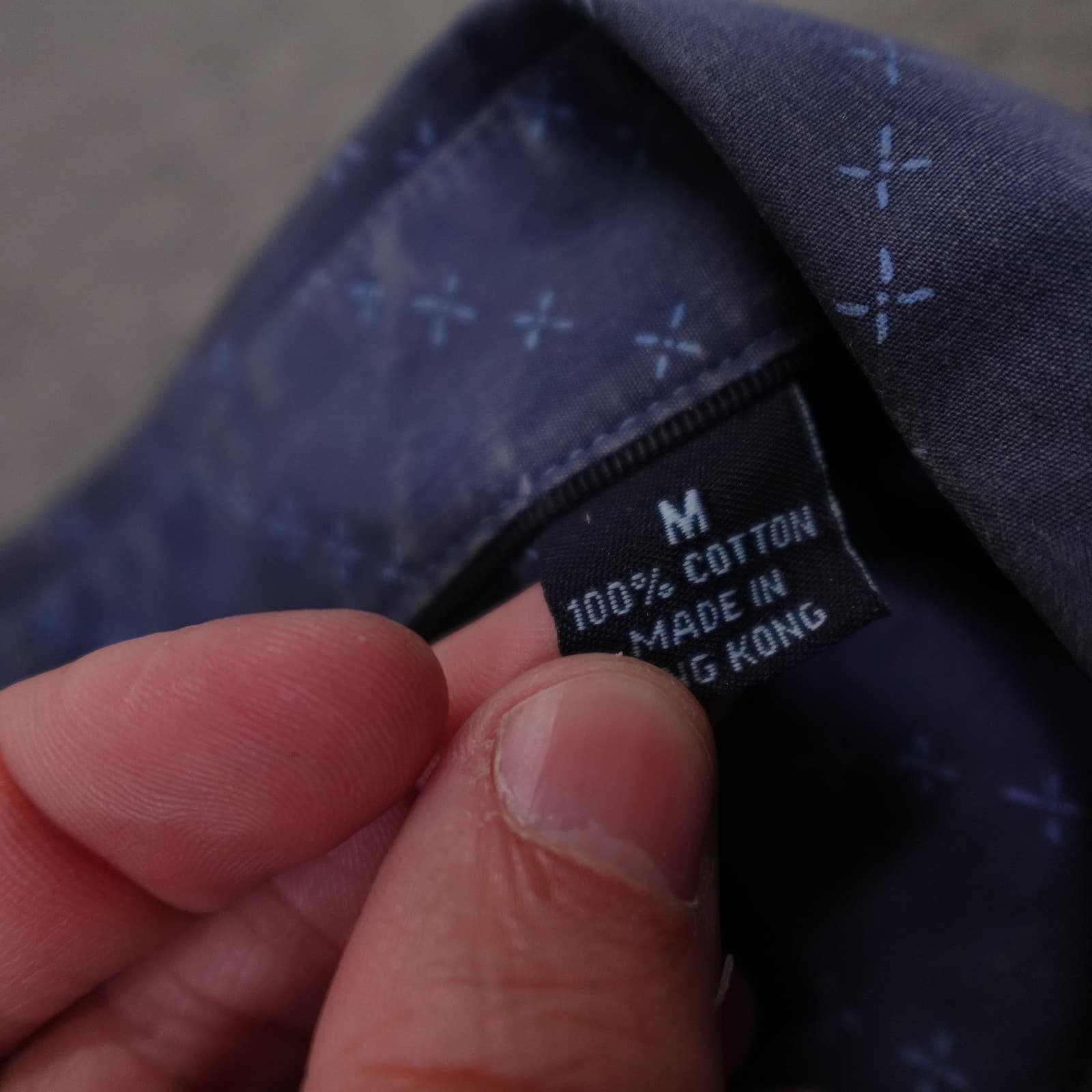 Indigo Palms Shirt Mens Medium Blue Geometric Long Sleeve Button Up Casual Woven - Thumbnail 3