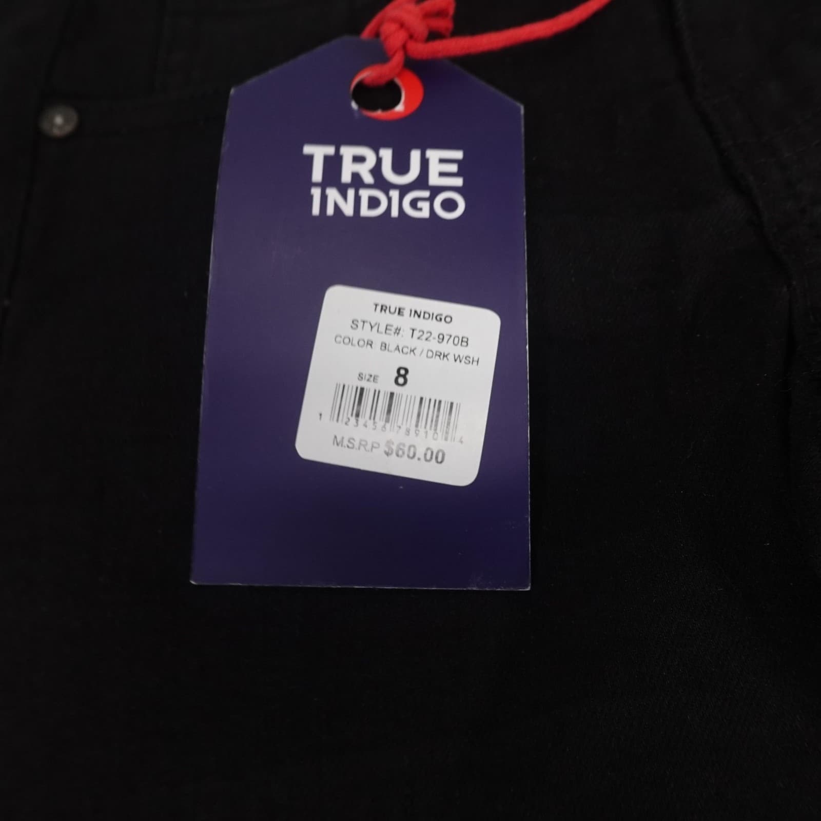 True Indigo Jeans Youth 8 Black Straight Dark Wash Casual Denim T22-970B - Thumbnail 4