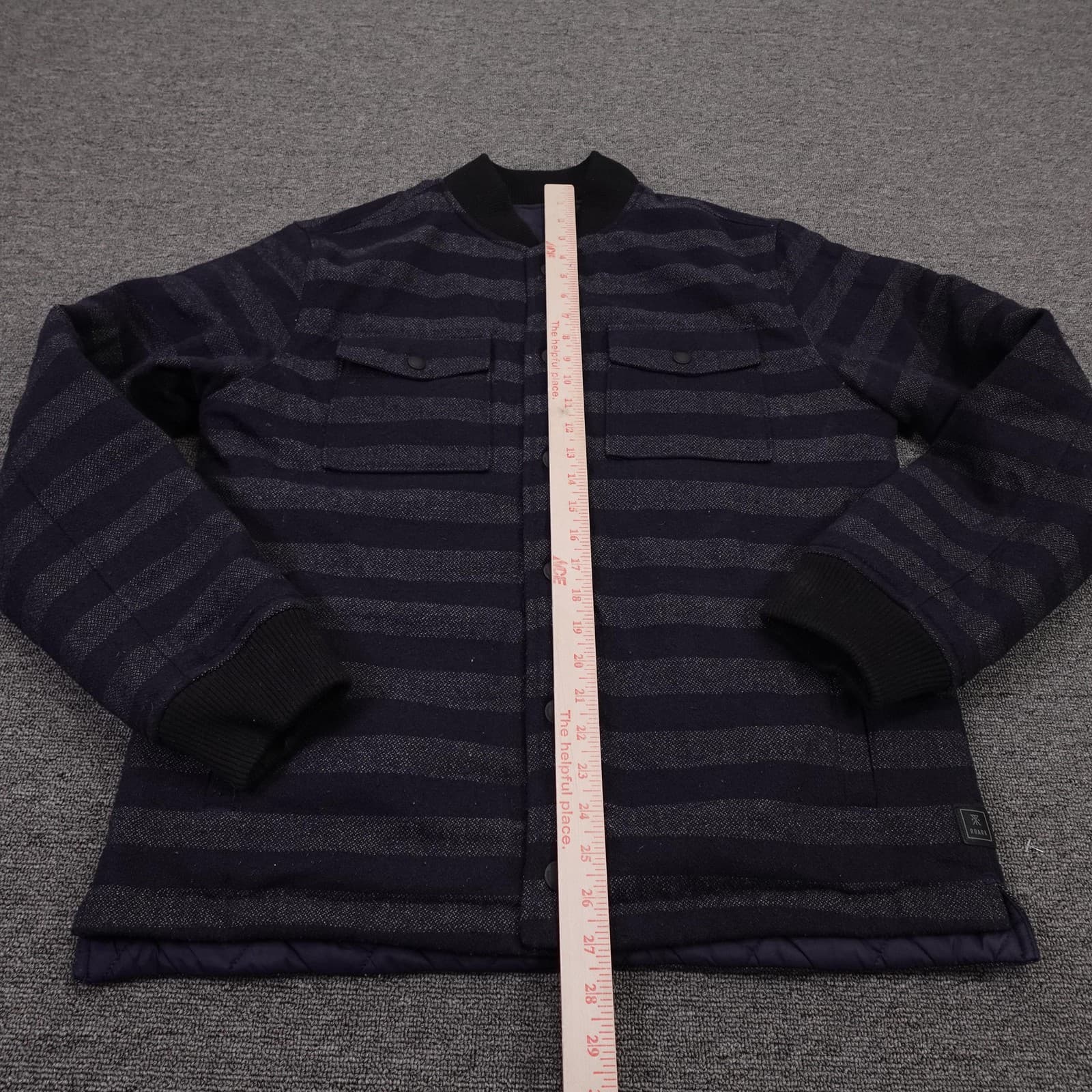 Roark Revivalist Jacket Mens Medium Blue Reversible Quilted Bomber Striped - Thumbnail 6