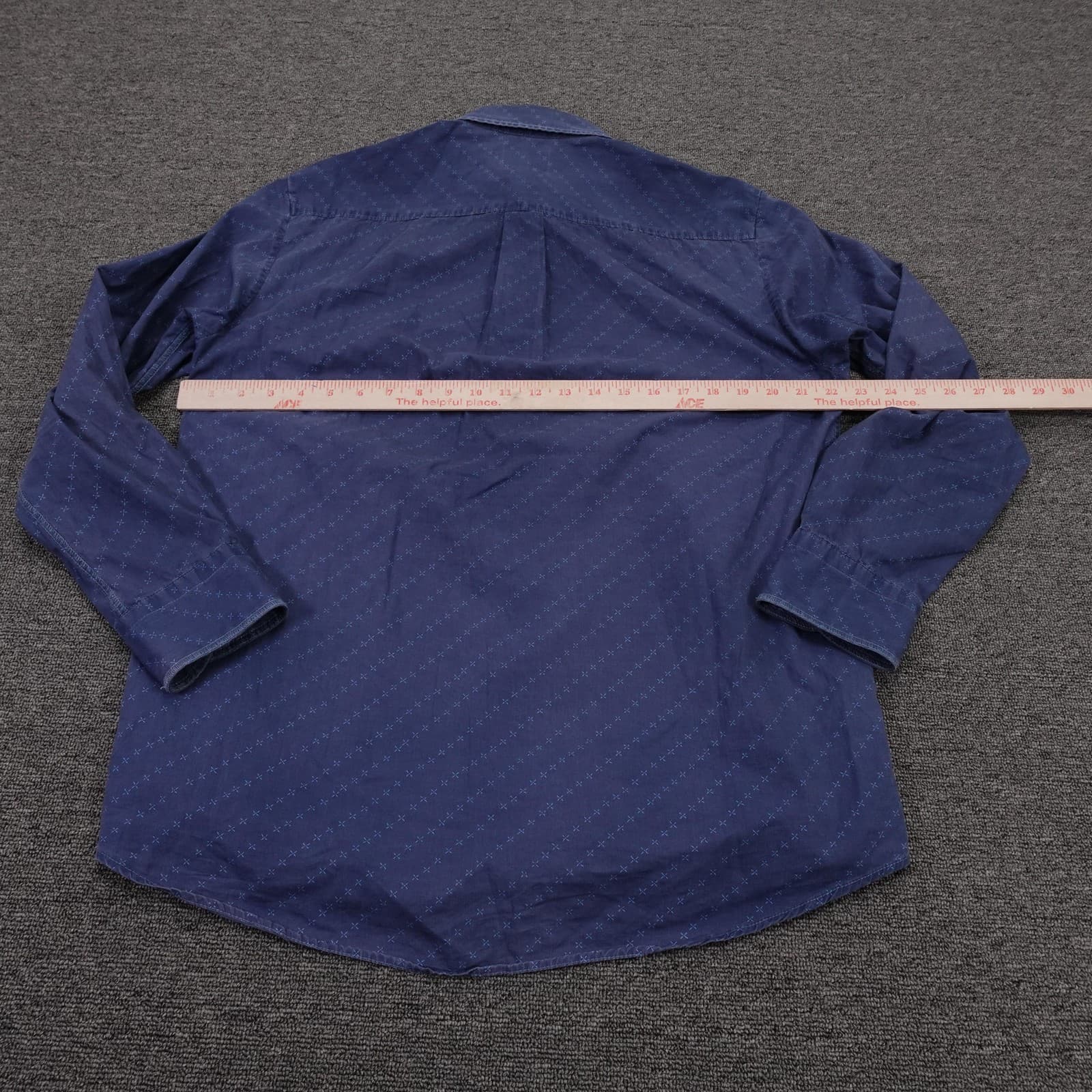 Indigo Palms Shirt Mens Medium Blue Geometric Long Sleeve Button Up Casual Woven - Thumbnail 4