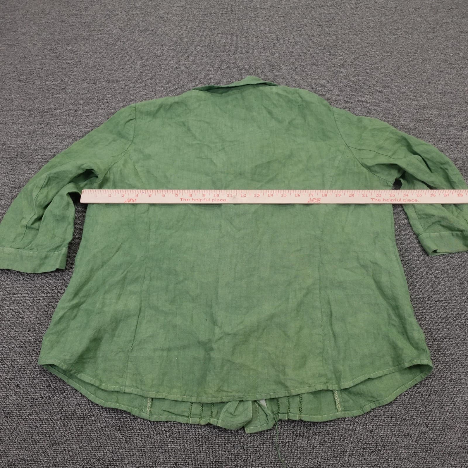 Lafayette 148 New York Tunic Top Womens 18 Green Linen Collared 3/4 Sleeve - Thumbnail 4