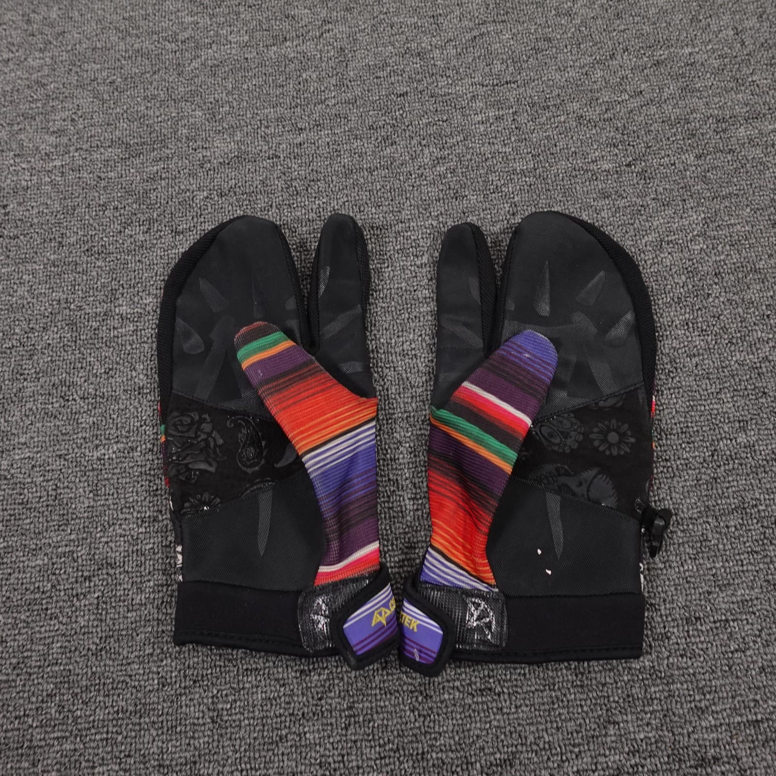 Celtek Lobster Mittens Mitts Mens Large Multicolor Skull Stripe Snowboard Lined - Thumbnail 4