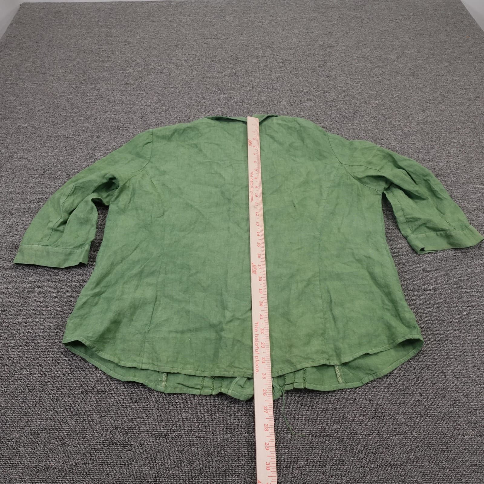 Lafayette 148 New York Tunic Top Womens 18 Green Linen Collared 3/4 Sleeve - Thumbnail 5