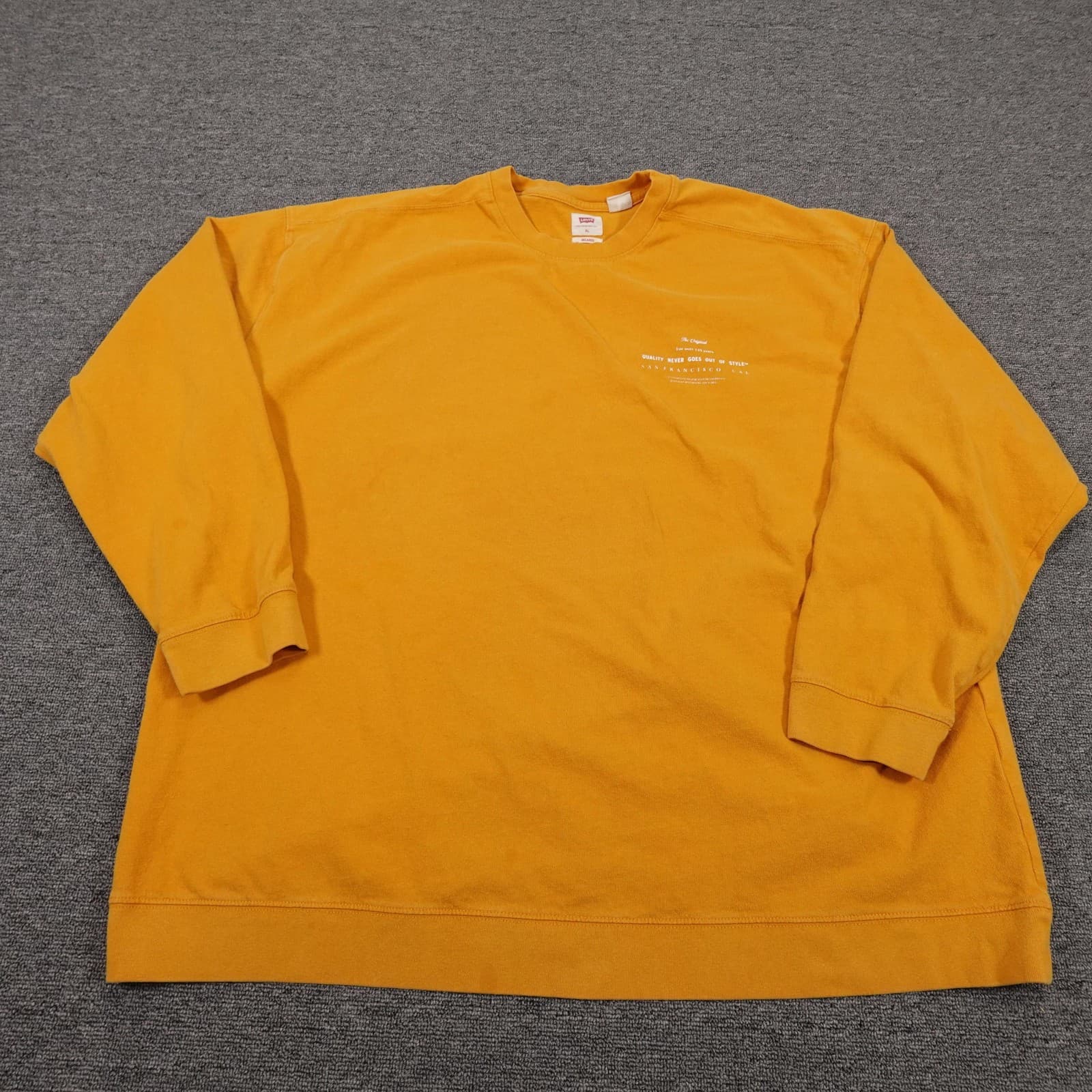Levi's Sweatshirt Mens XL Yellow Relaxed Fit Crewneck Fleece Logo Pullover