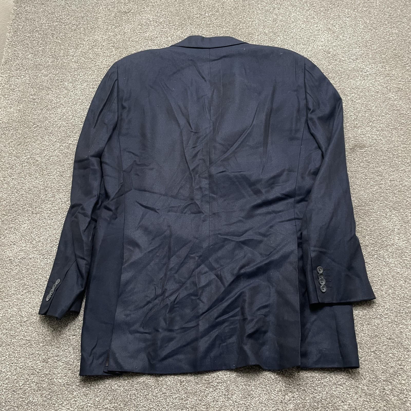Saks Fifth Avenue Blazer Mens 42L Navy 3 Button Bamboo Notch Lapel Double Vent - Thumbnail 12