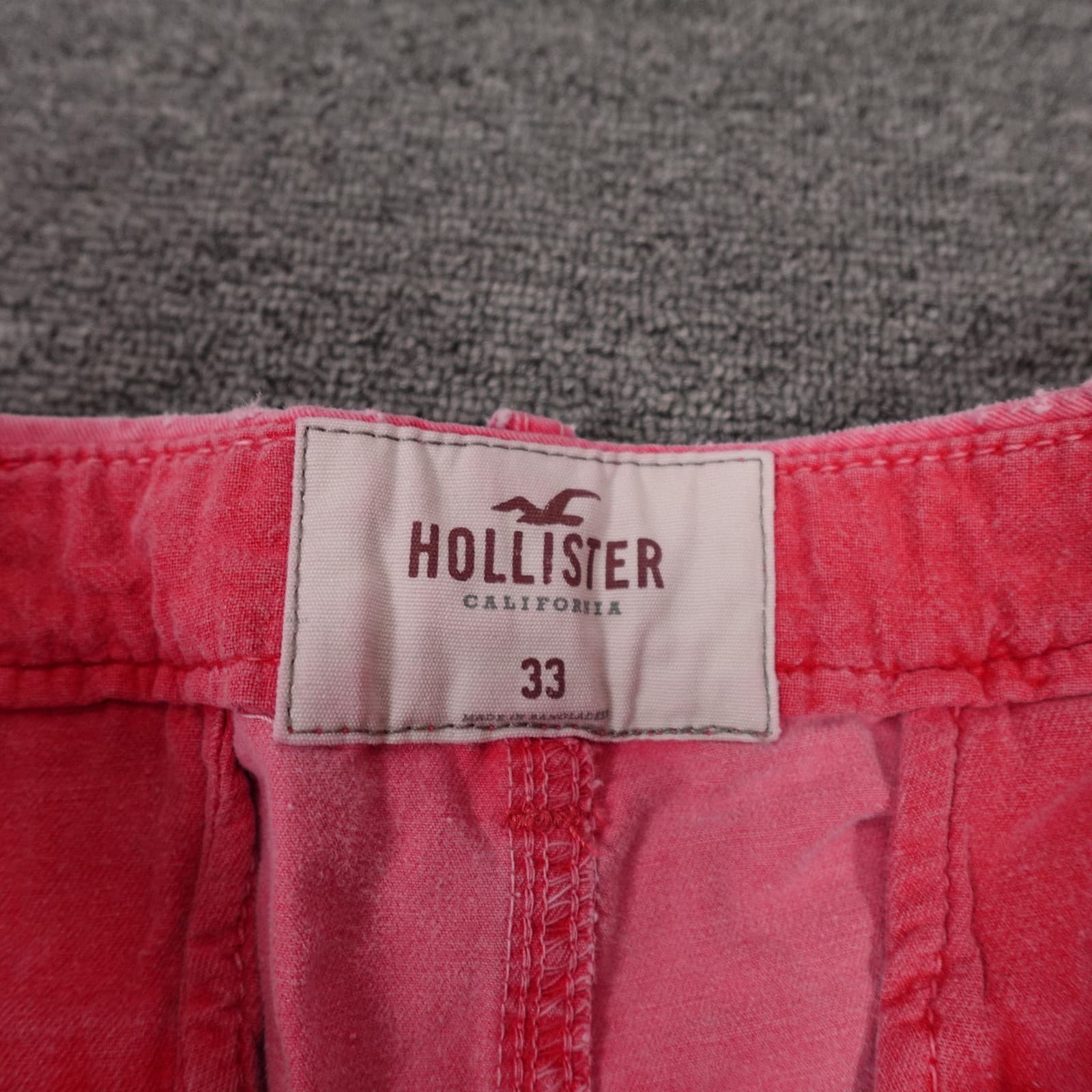 Hollister Shorts Mens 33 Pink Chino Canvas Cotton 11 Inseam Casual Travel Summer - Thumbnail 3