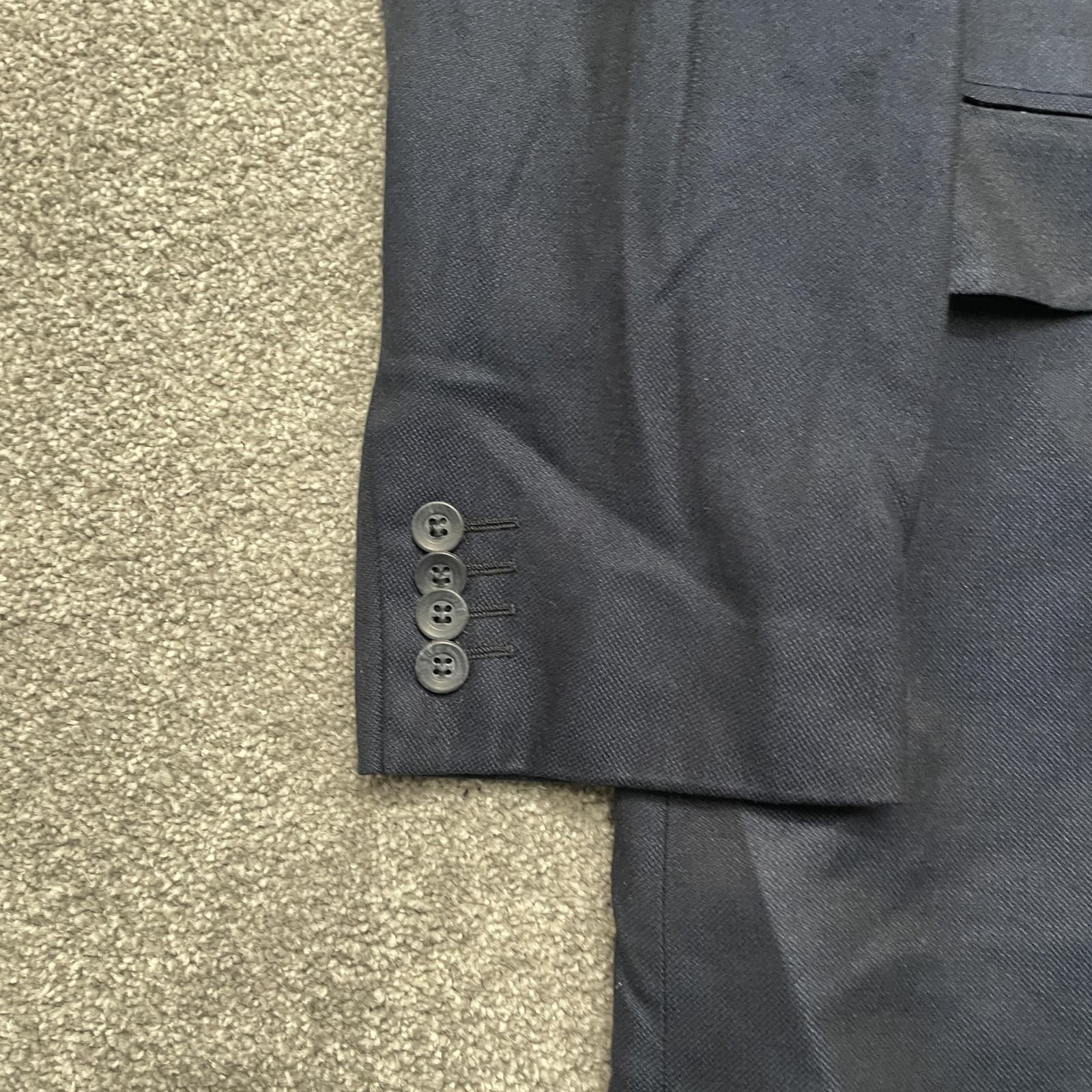 Saks Fifth Avenue Blazer Mens 42L Navy 3 Button Bamboo Notch Lapel Double Vent - Thumbnail 3