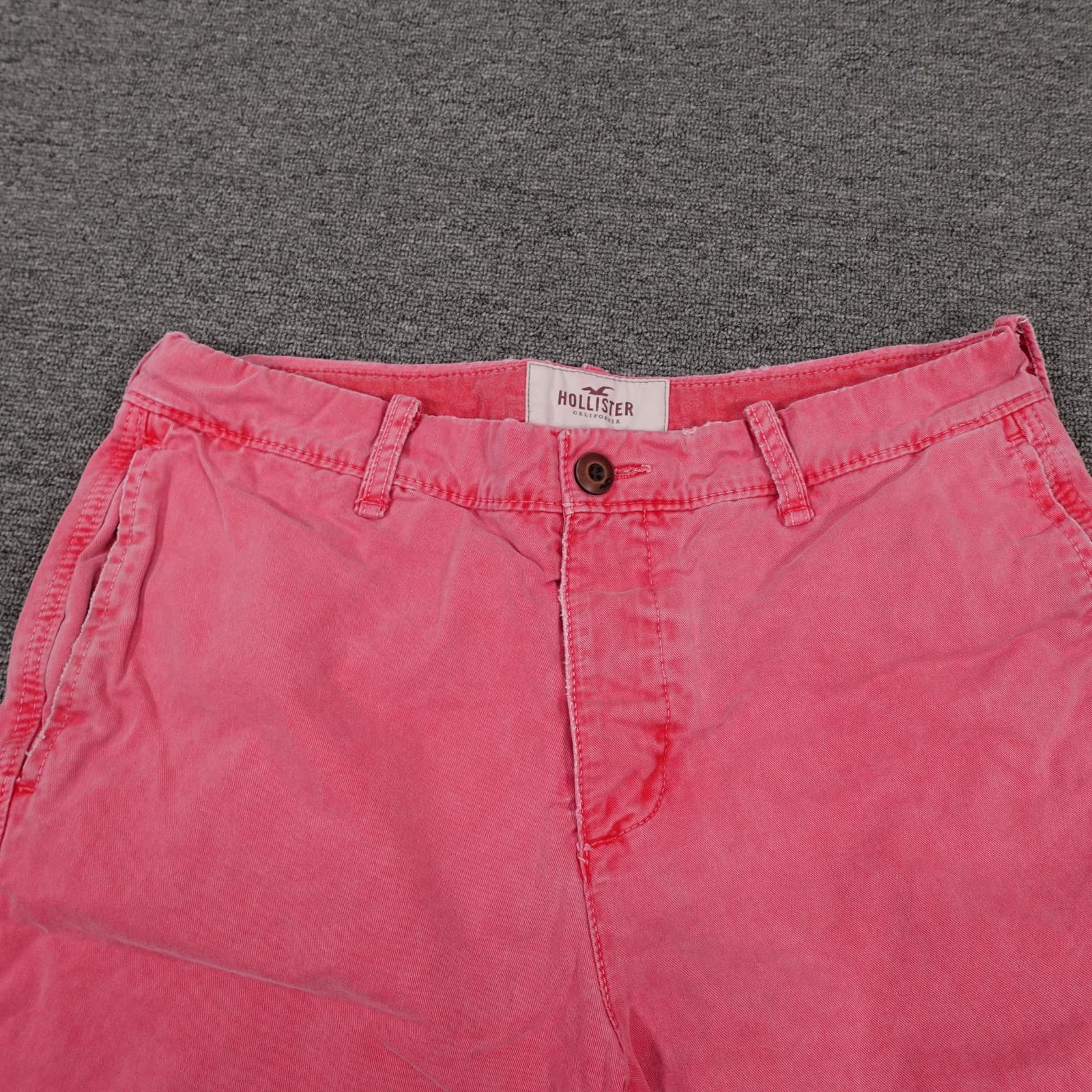 Hollister Shorts Mens 33 Pink Chino Canvas Cotton 11 Inseam Casual Travel Summer - Thumbnail 2
