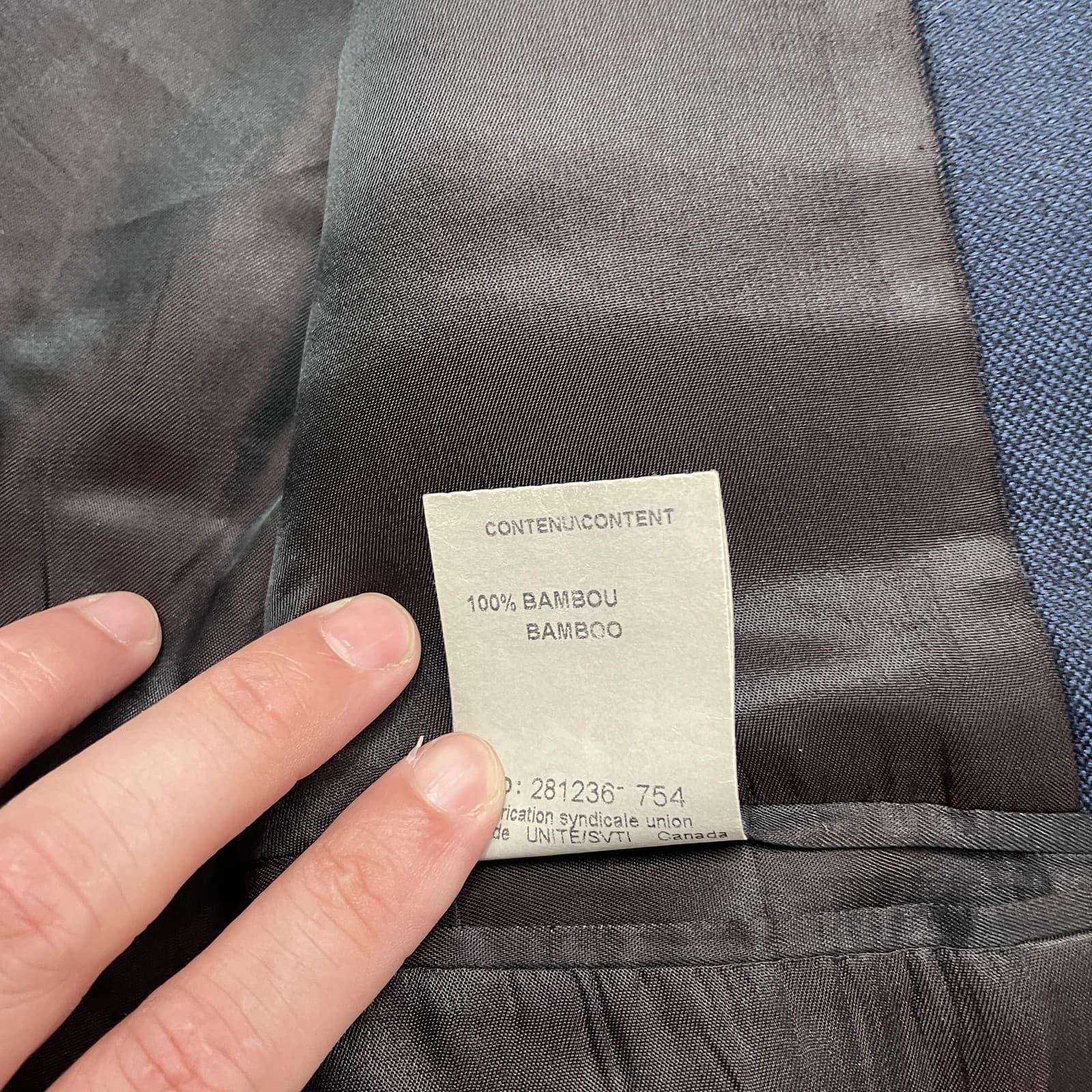 Saks Fifth Avenue Blazer Mens 42L Navy 3 Button Bamboo Notch Lapel Double Vent - Thumbnail 7