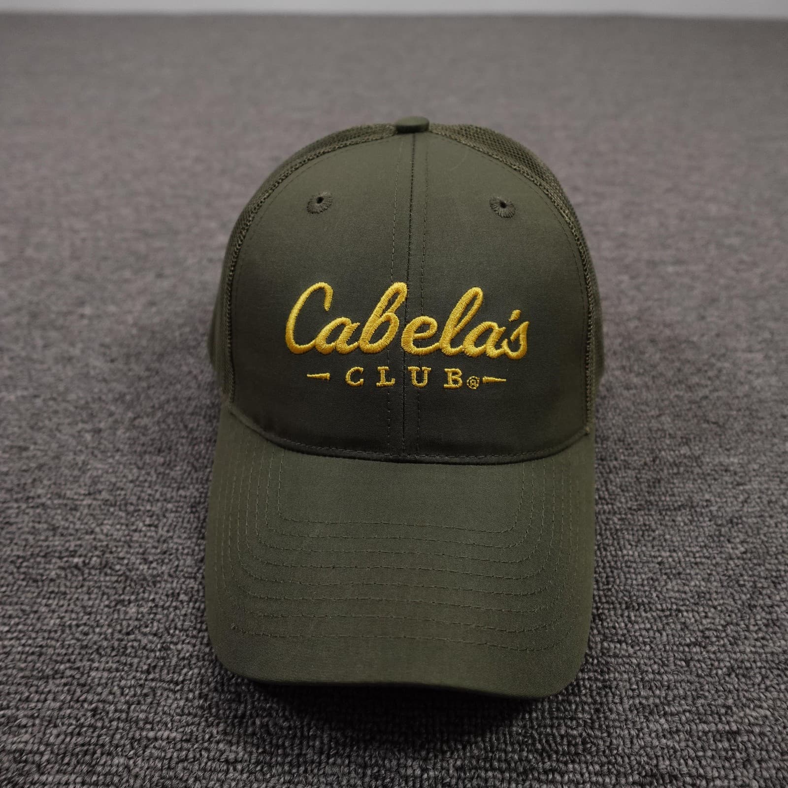 Cabela's Club Hat Cap Snap Back Mens One Size Green Mesh Trucker Embroidered