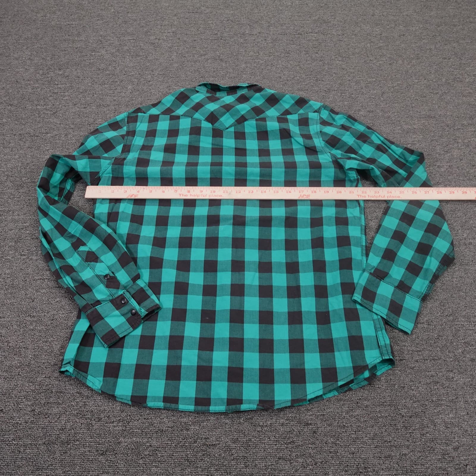 Topo Designs Shirt Mens Large Green Plaid Flannel Long Sleeve Western Snap USA - Thumbnail 4