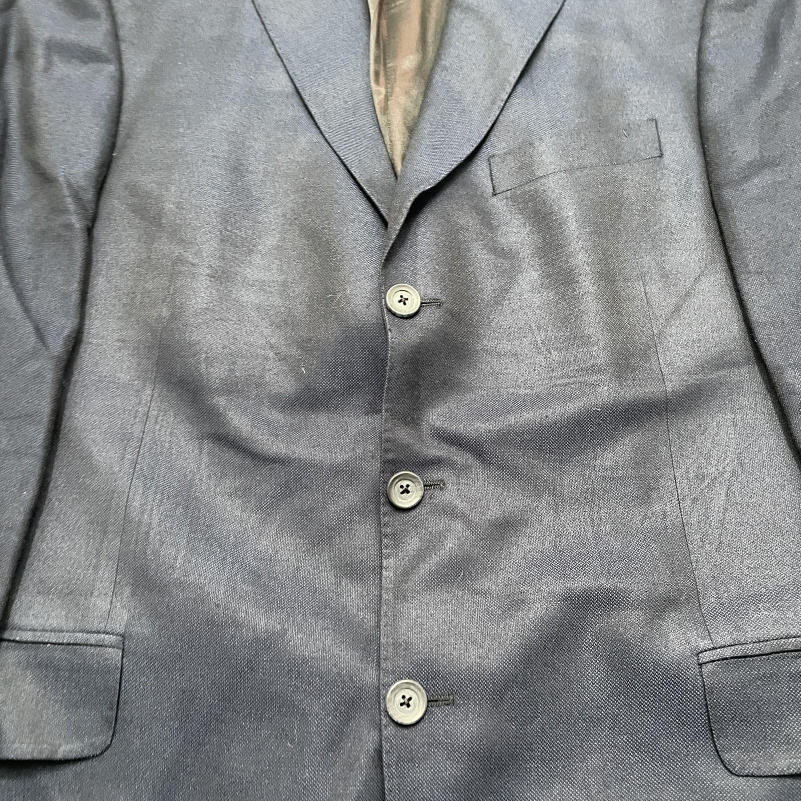 Saks Fifth Avenue Blazer Mens 42L Navy 3 Button Bamboo Notch Lapel Double Vent - Thumbnail 2