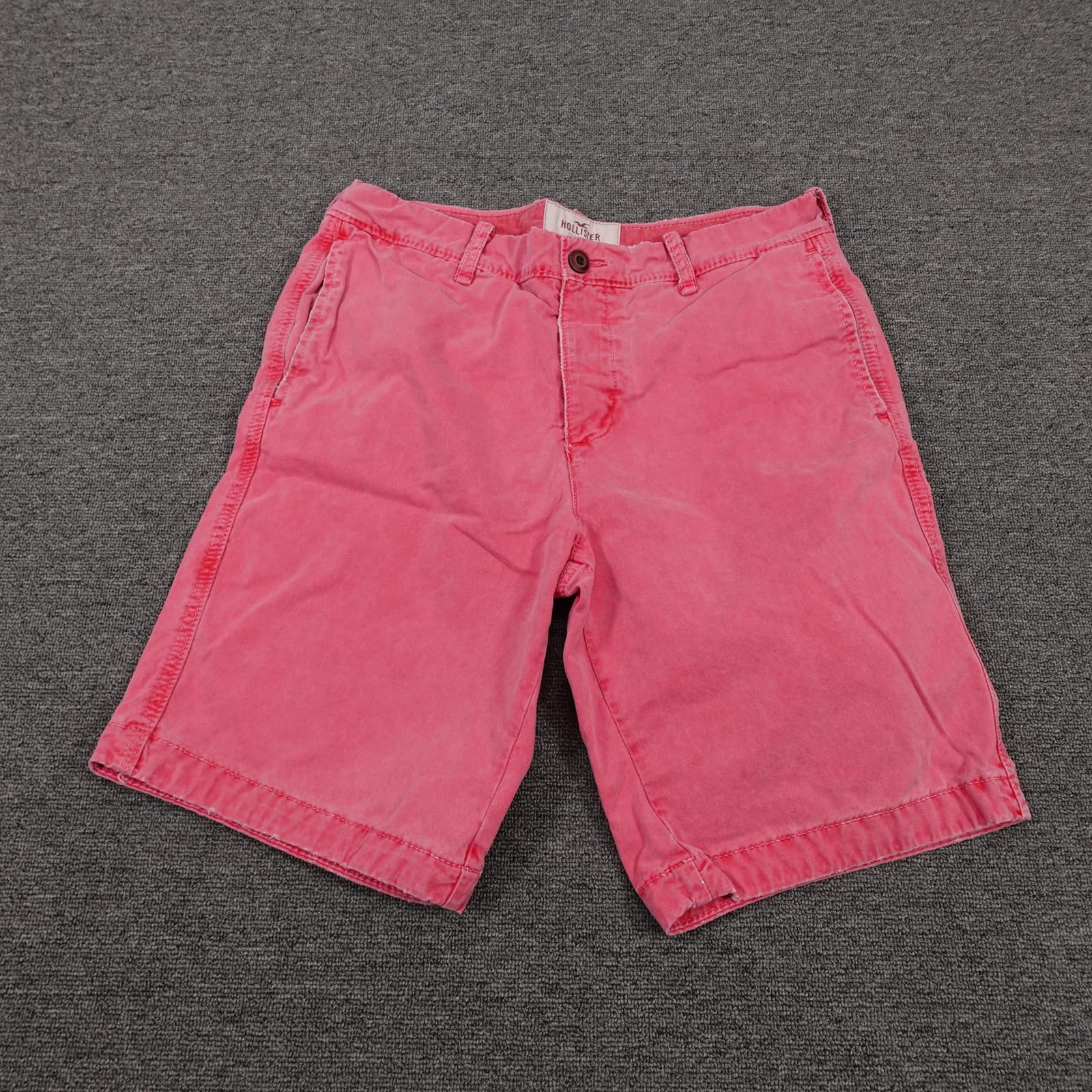 Hollister Shorts Mens 33 Pink Chino Canvas Cotton 11 Inseam Casual Travel Summer
