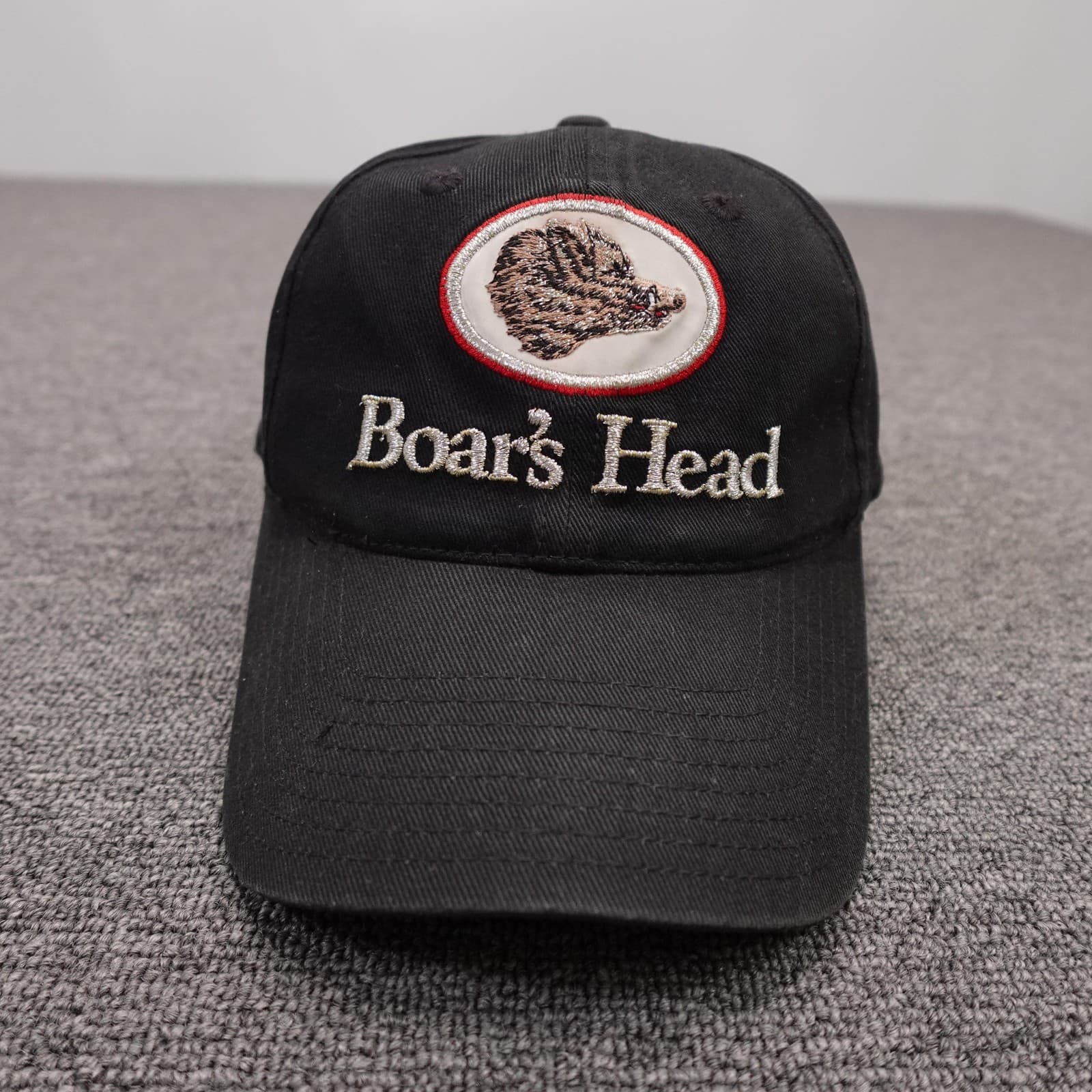 Boar's Head Brand Hat Cap Snap Back Mens One Size Black Twill Baseball Logo