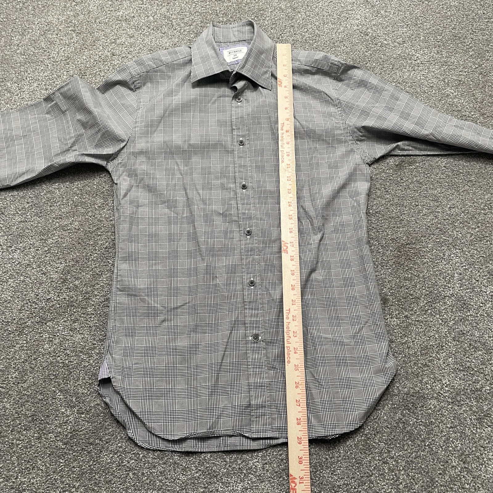 M.J. Bale Shirt Mens 38 Gray Glen Plaid Samurai Dress Button Down Long Sleeve - Thumbnail 5