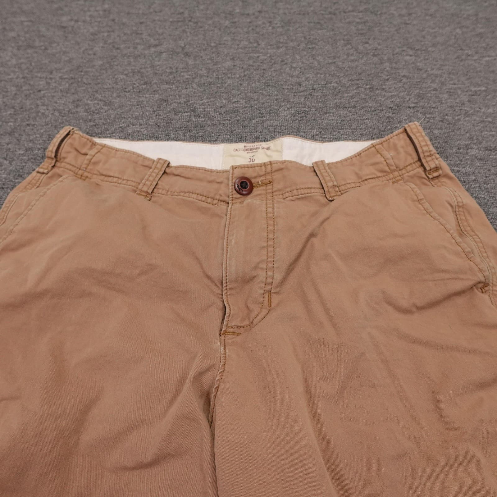 Hollister Shorts Mens 30 Beige Cali Longboard Chino 11 Inseam Frayed Hem Casual - Thumbnail 2