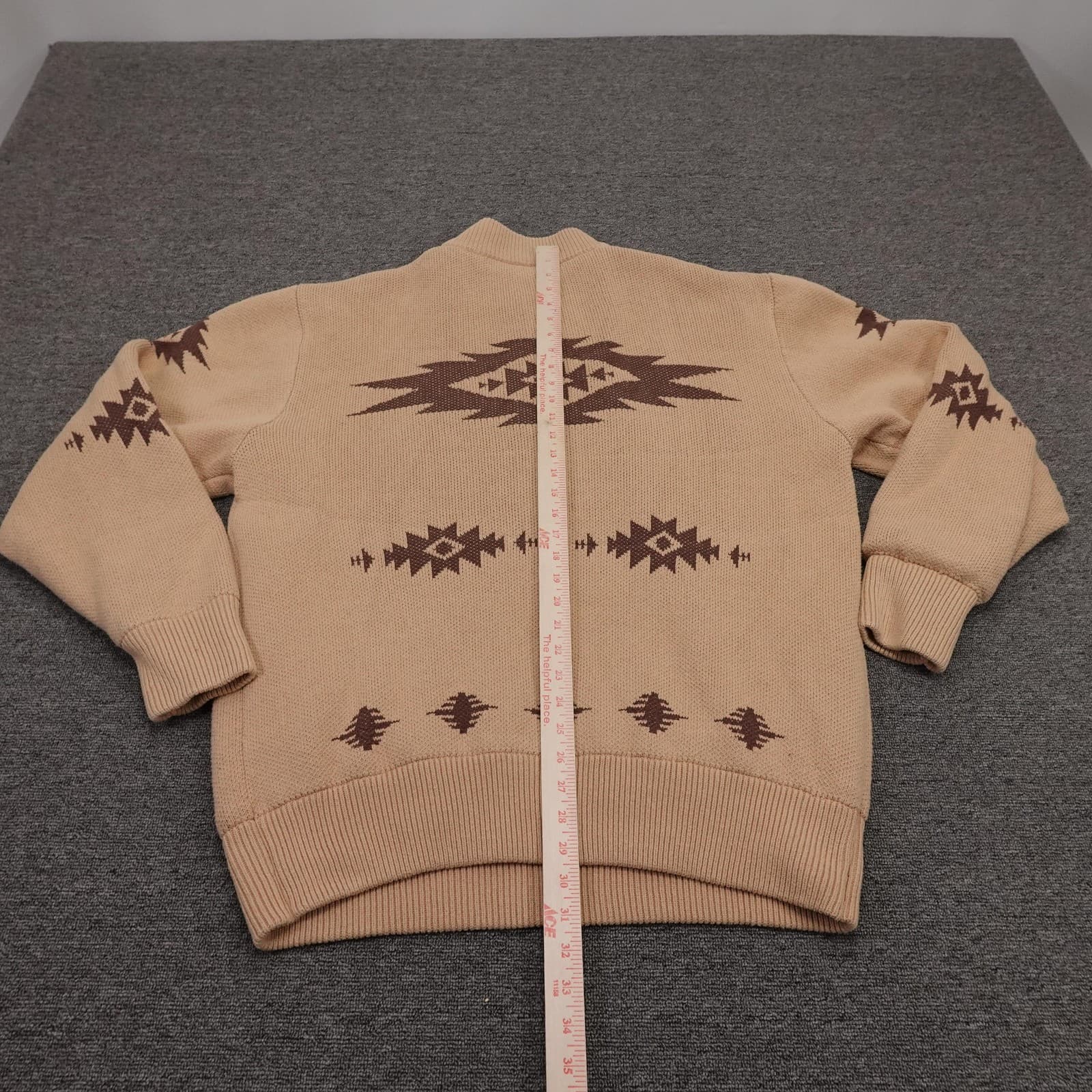 Cinch Sweater Mens 2XL Beige 1/4 Zip Mock Neck Western Geometric Knit Pullover - Thumbnail 6