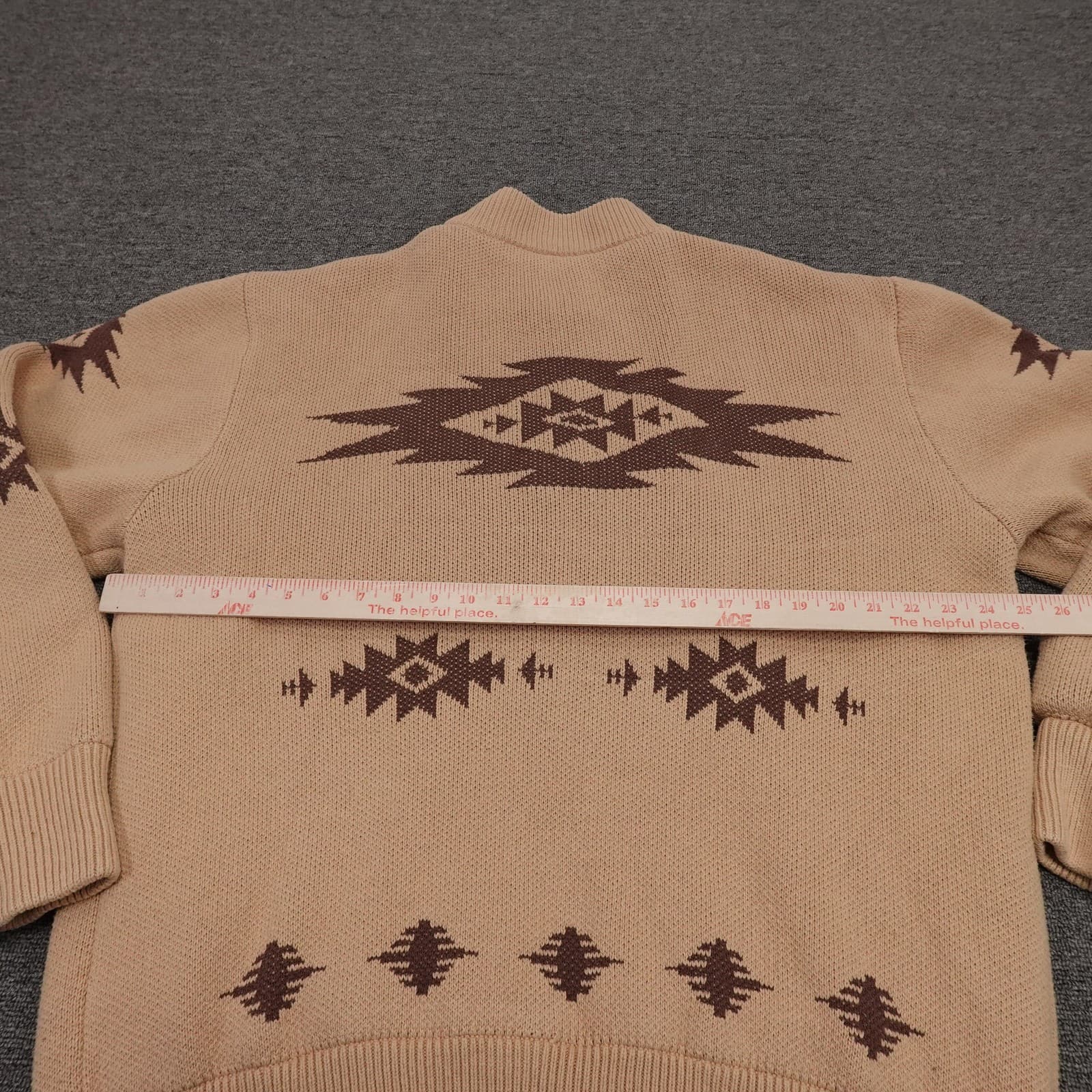 Cinch Sweater Mens 2XL Beige 1/4 Zip Mock Neck Western Geometric Knit Pullover - Thumbnail 5