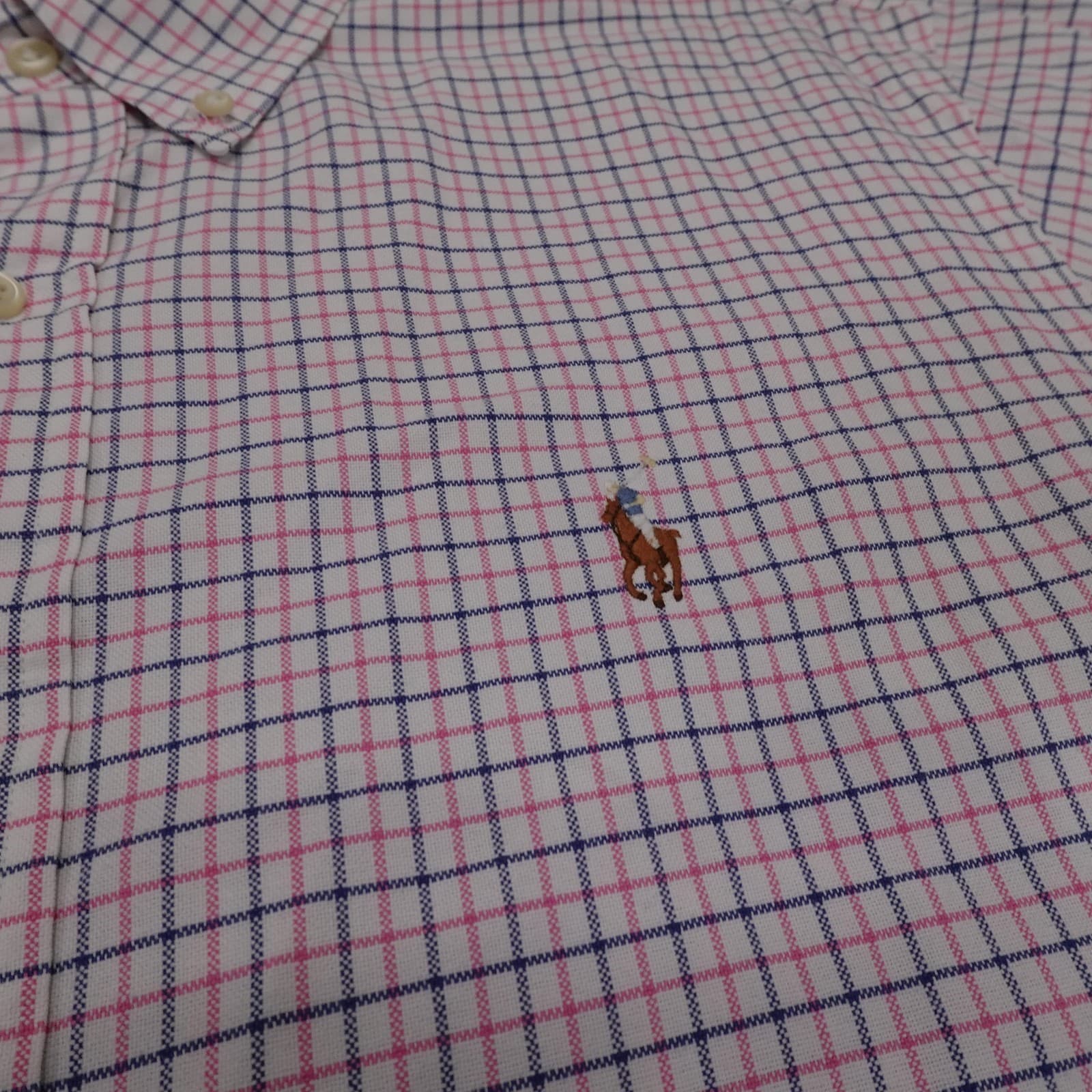 Ralph Lauren Shirt Mens Large Pink Check Long Sleeve Button Down Slim Fit Casual - Thumbnail 3