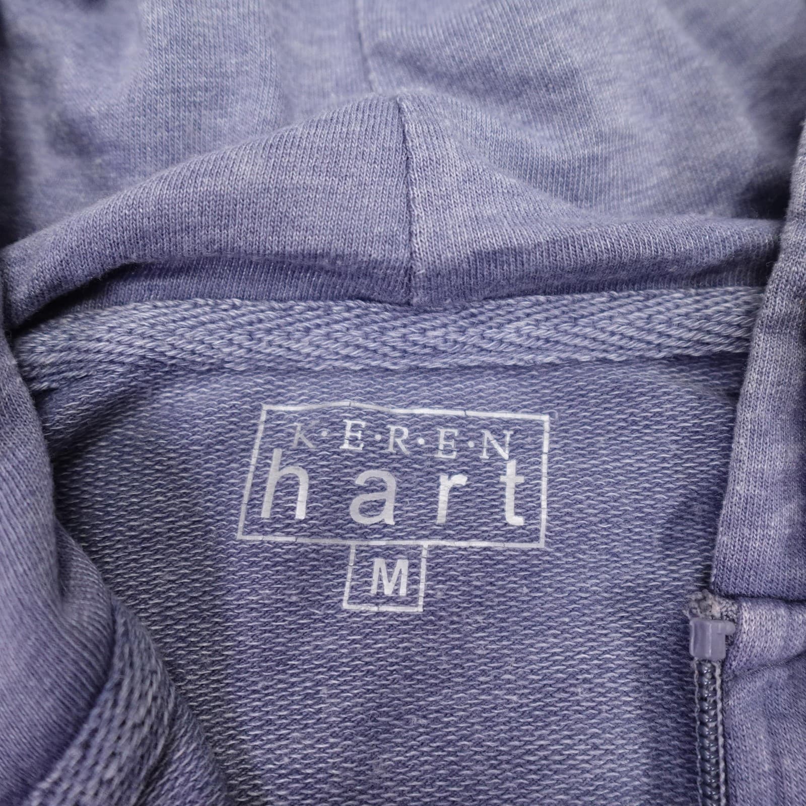 Keren Hart Hoodie Womens Medium Purple Full Zip Kangaroo Pocket Knit Relaxed Fit - Thumbnail 3