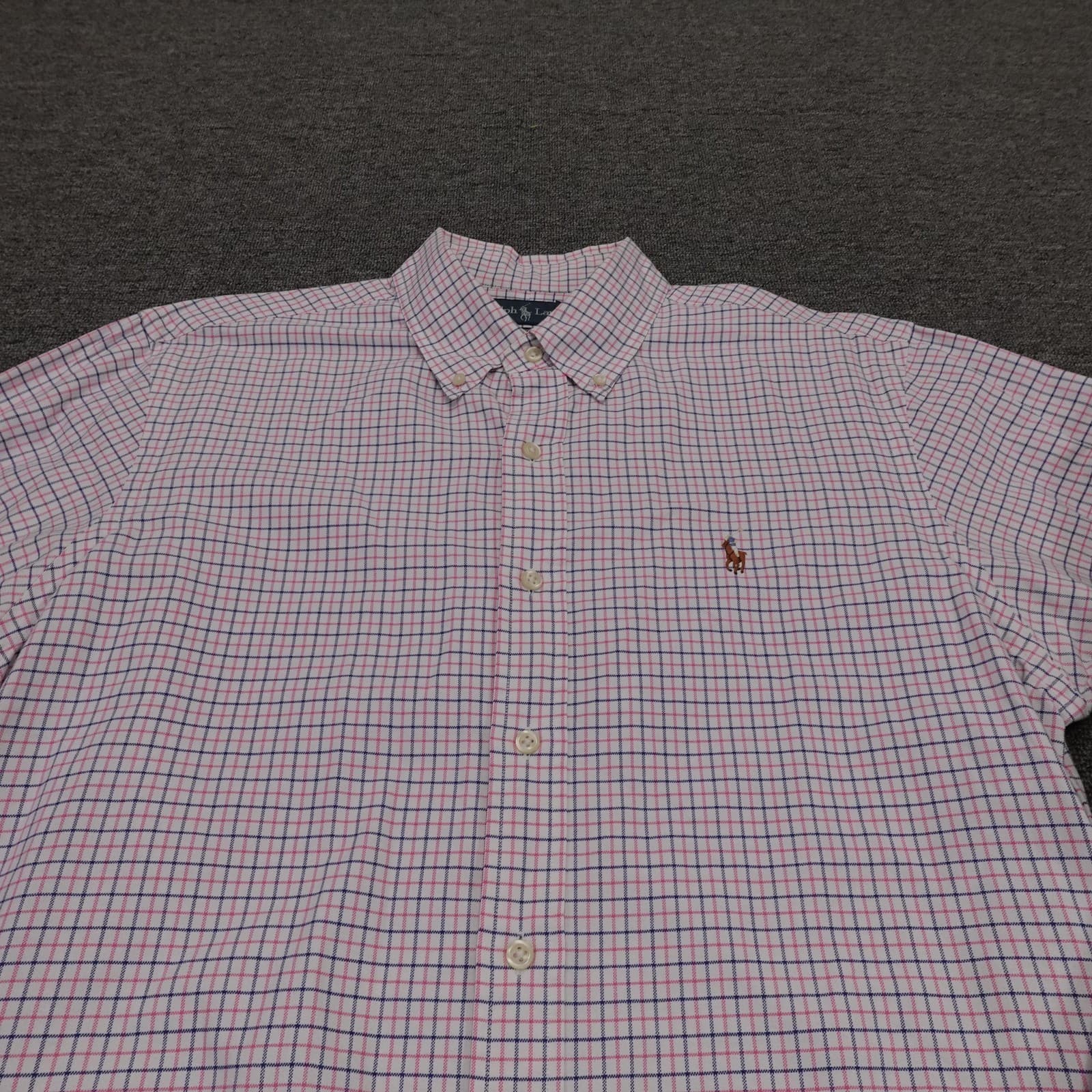 Ralph Lauren Shirt Mens Large Pink Check Long Sleeve Button Down Slim Fit Casual - Thumbnail 2