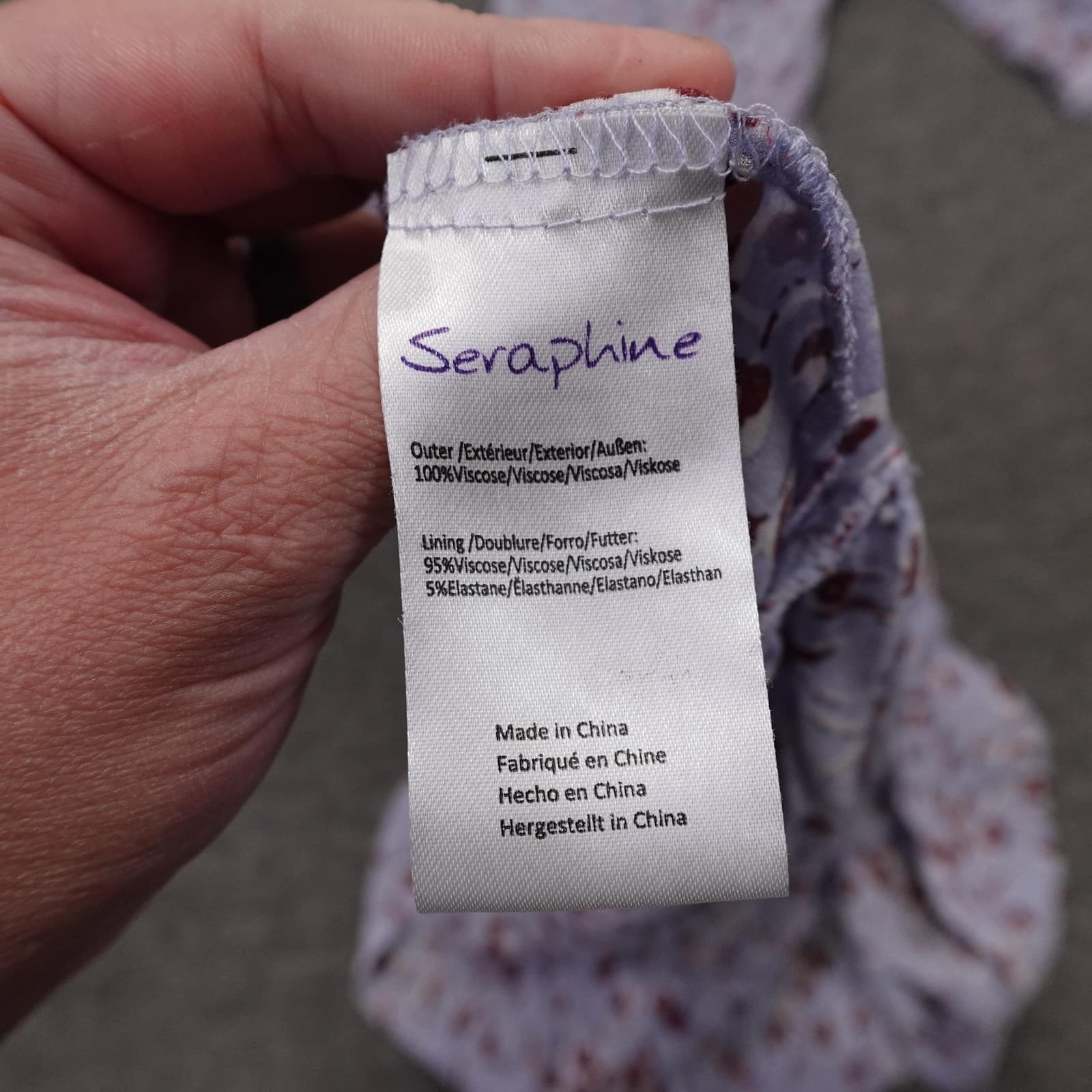Seraphine Maternity Shirt Dress Womens 4 Purple Floral Button Front Midi Tiered - Thumbnail 7