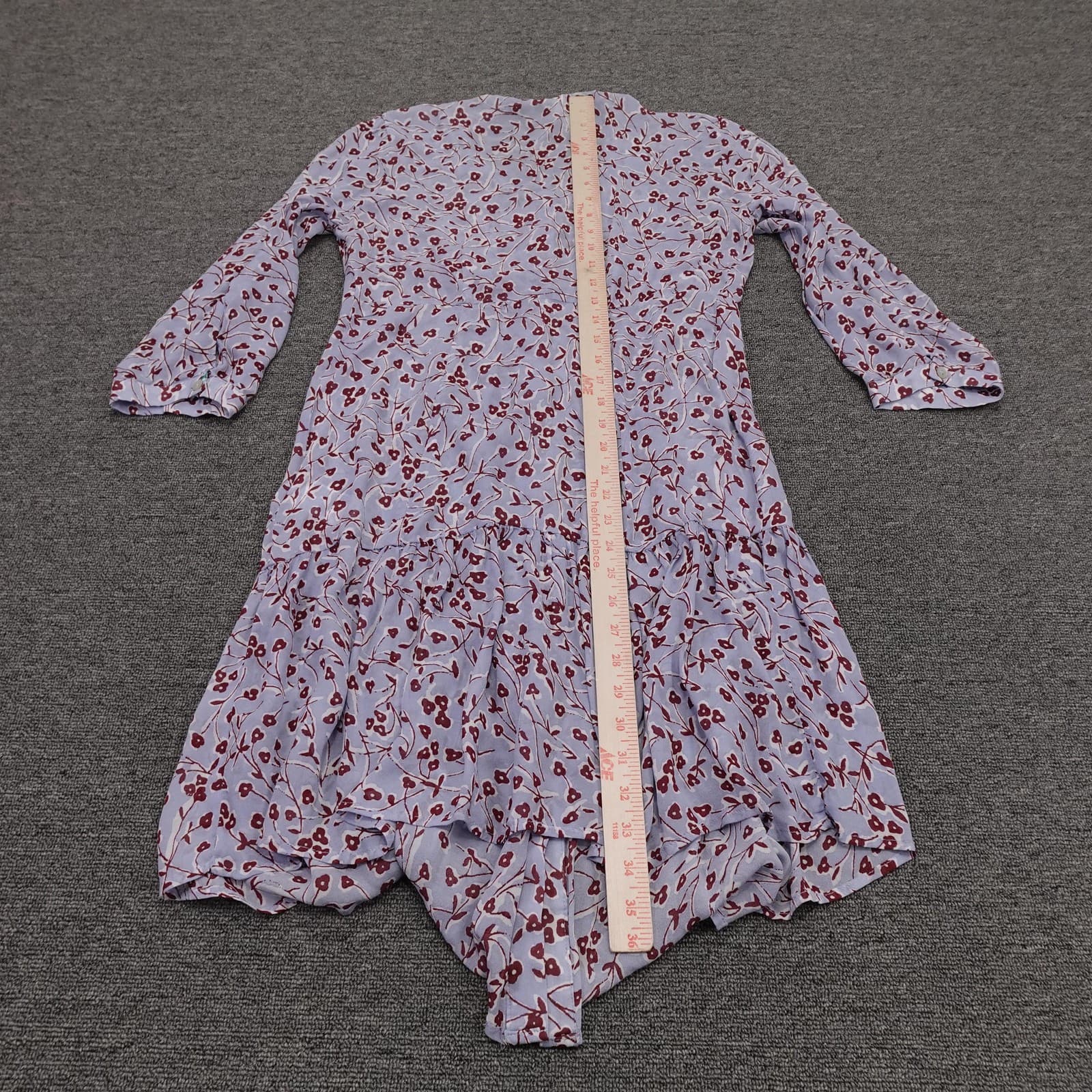 Seraphine Maternity Shirt Dress Womens 4 Purple Floral Button Front Midi Tiered - Thumbnail 6