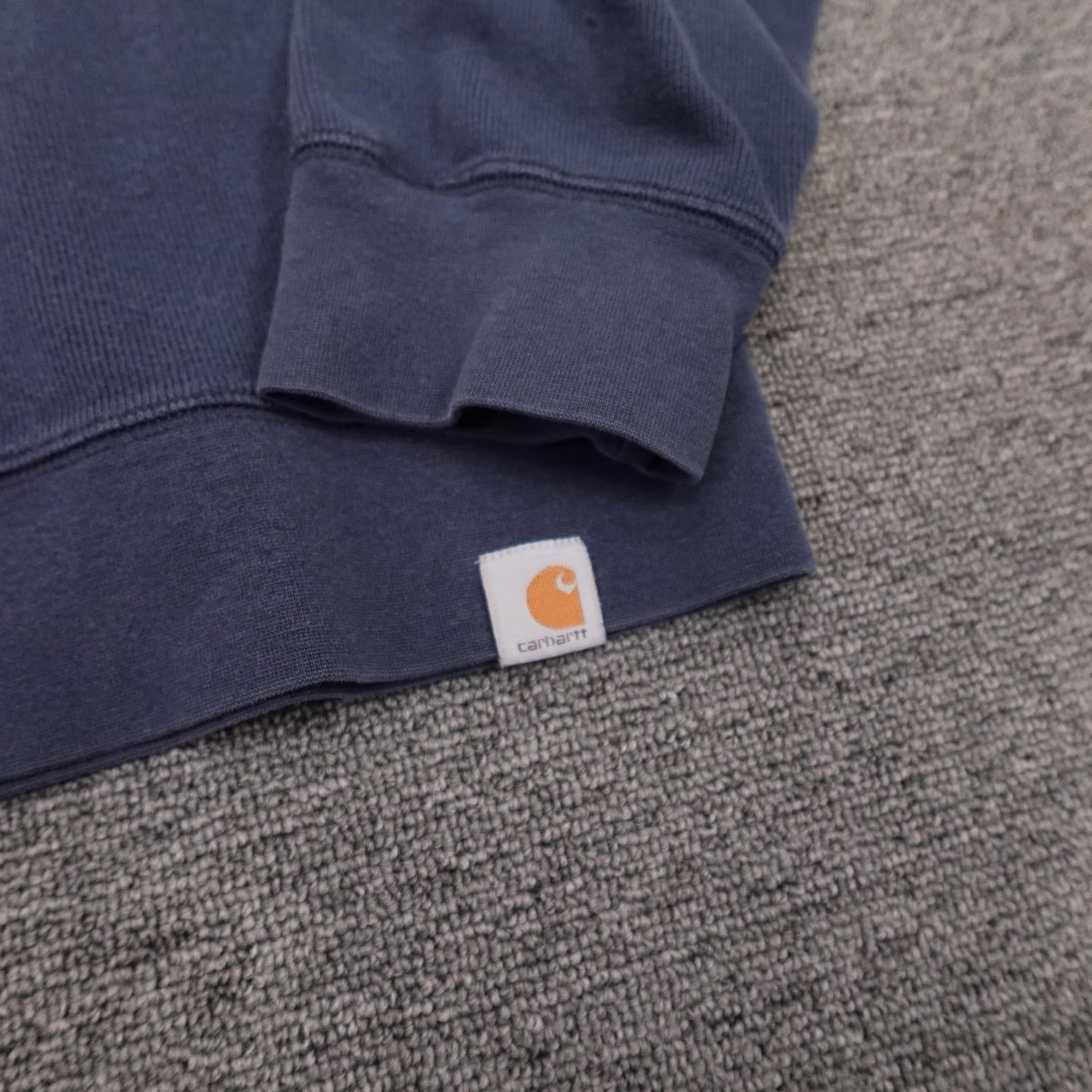 Carhartt Sweatshirt Mens Medium Blue Crewneck Elbow Patch Workwear Knit - Thumbnail 2