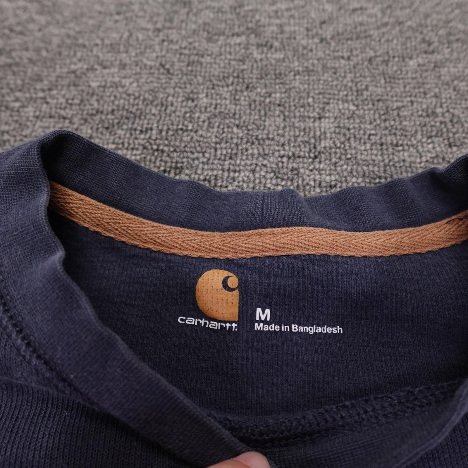 Carhartt Sweatshirt Mens Medium Blue Crewneck Elbow Patch Workwear Knit - Thumbnail 5