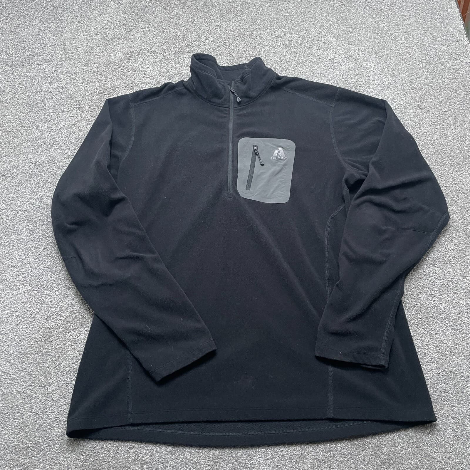 Eddie Bauer Sweater XLT Black 1/4 Zip First Ascent Hiking Fleece Mens READ