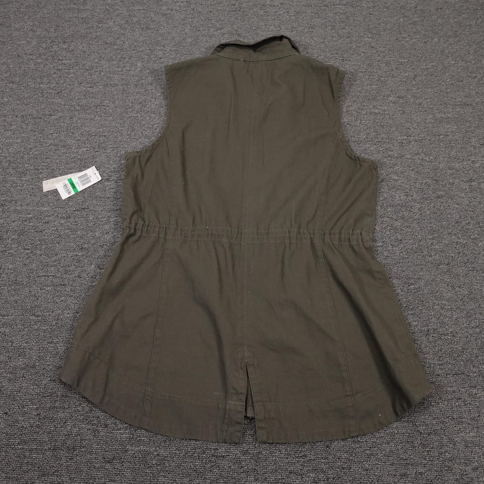 American Rag Cie Vest Juniors Large Green Anorak Twill Utility Full Zip Pockets - Thumbnail 8