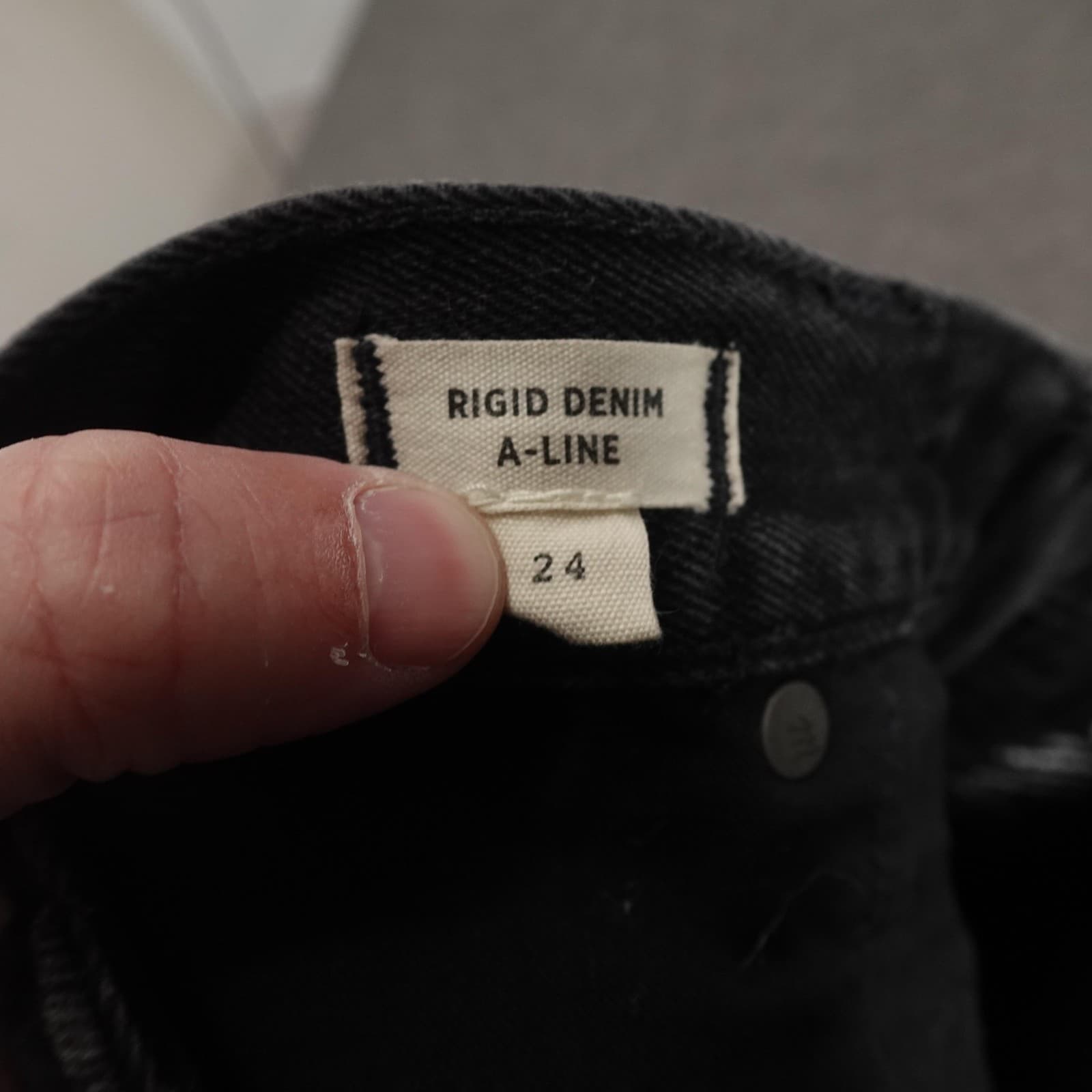 Madewell Skirt Womens 24 Black Rigid Denim A-Line Mini Front Zip High Waist - Thumbnail 4