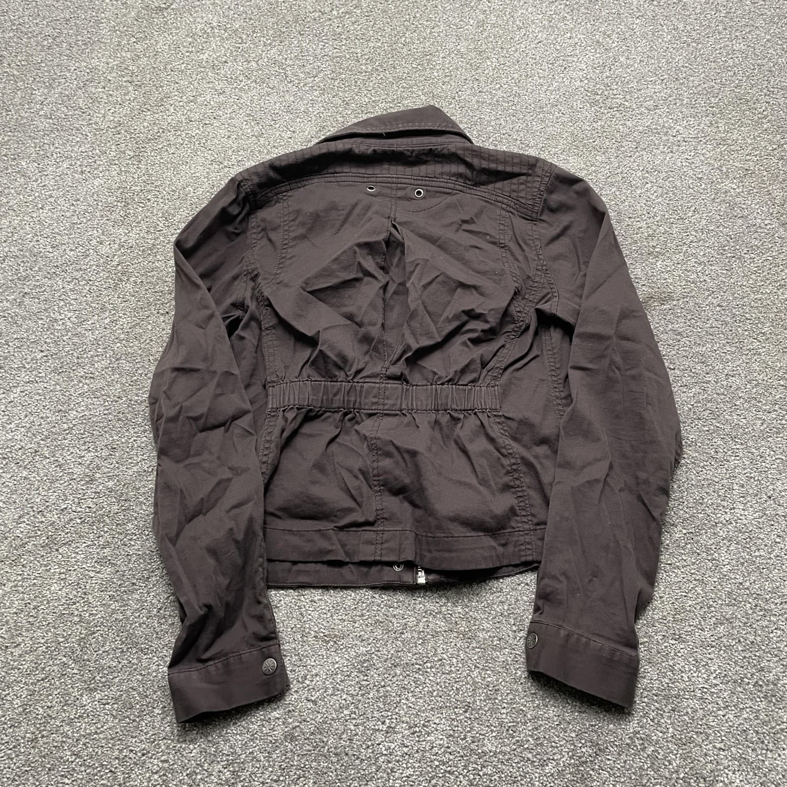 Athleta Jacket Womens XS Charcoal Gray Moto Cotton Stretch Zip Pockets 964358 - Thumbnail 8