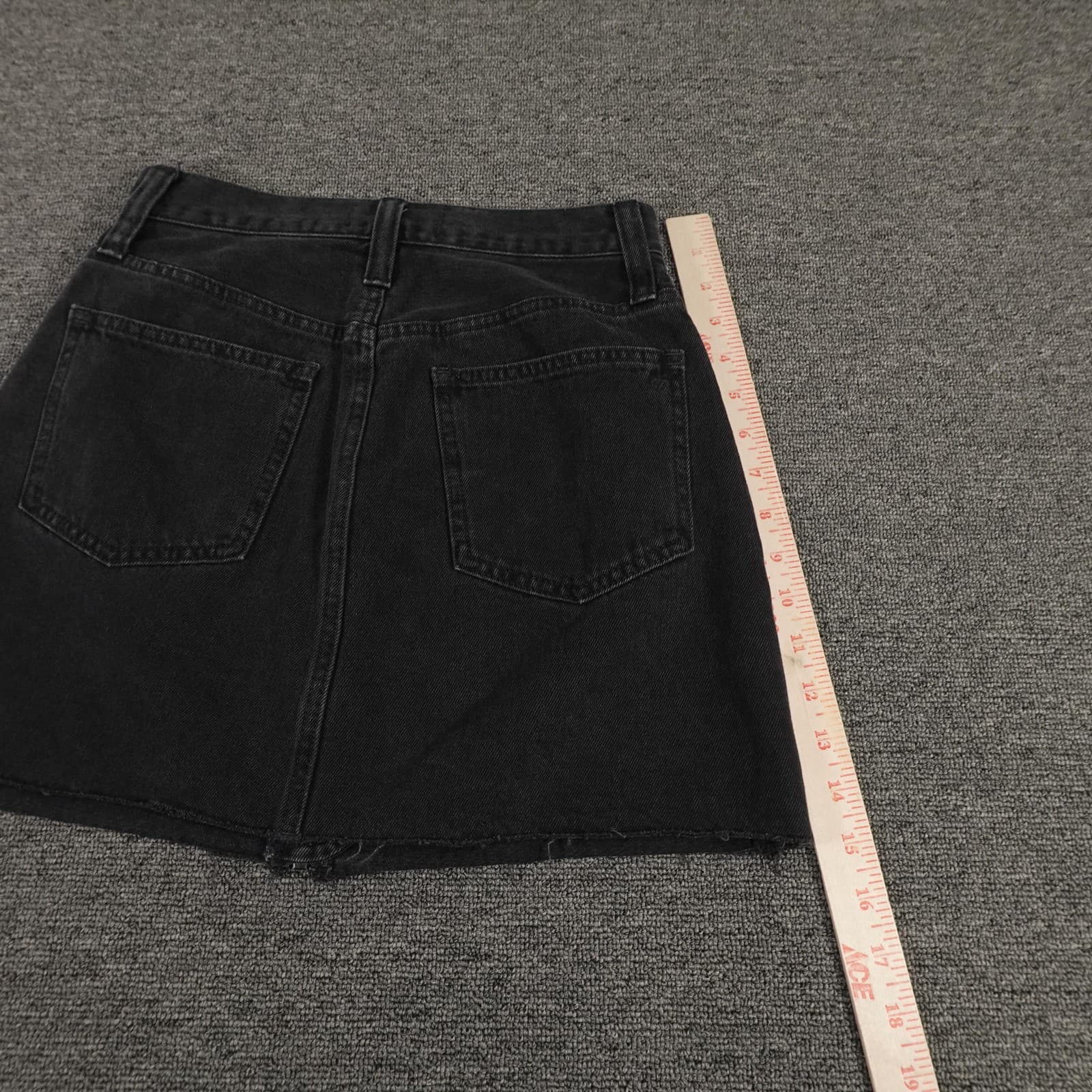 Madewell Skirt Womens 24 Black Rigid Denim A-Line Mini Front Zip High Waist - Thumbnail 9