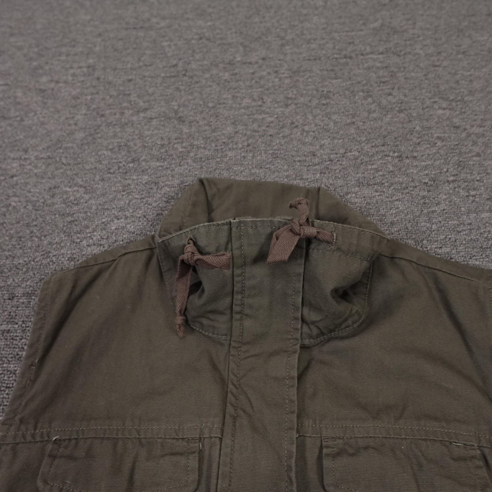 American Rag Cie Vest Juniors Large Green Anorak Twill Utility Full Zip Pockets - Thumbnail 5