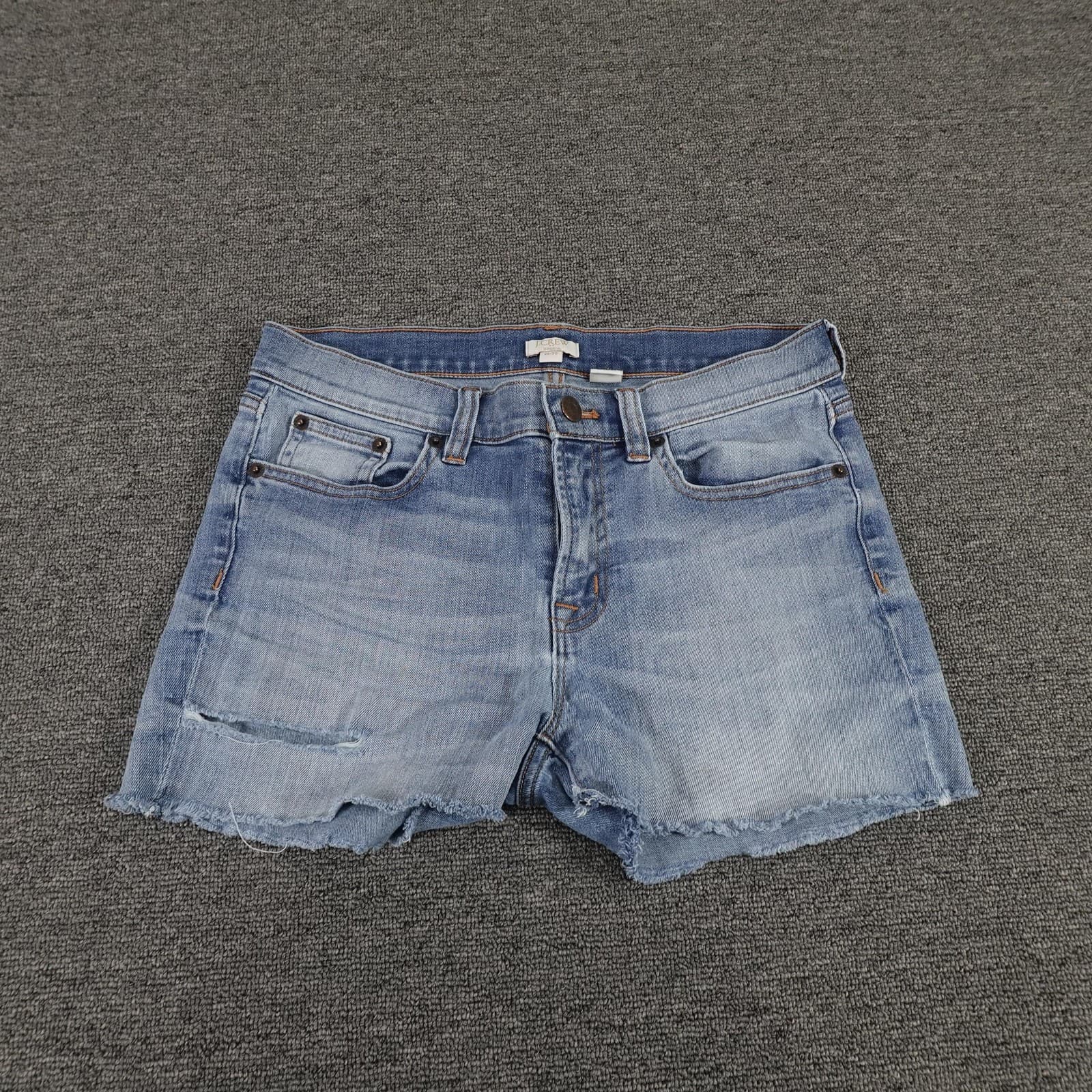 J.Crew Cutoff Shorts Womens 26/30 Blue Denim Stretch Raw Frayed Hem Casual