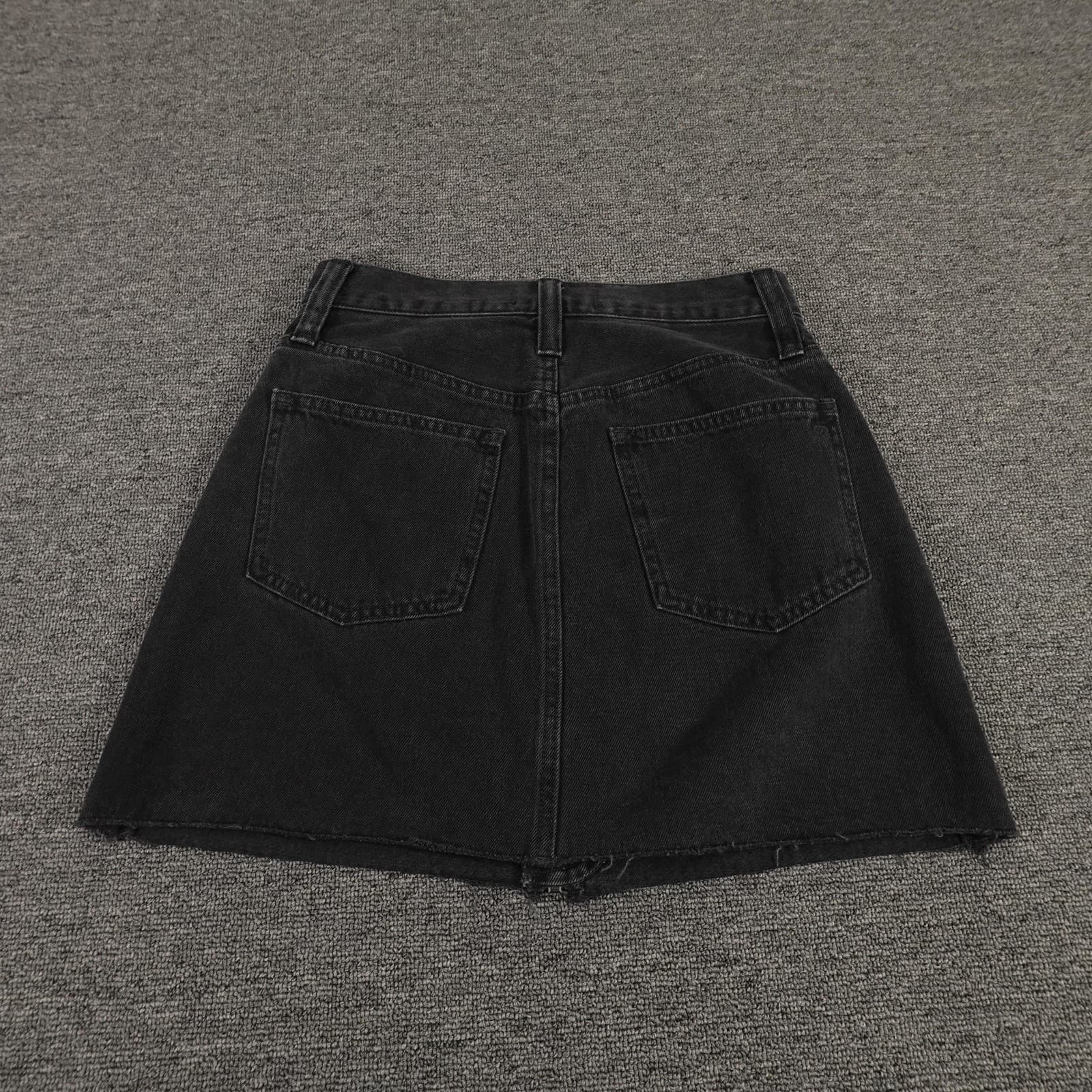 Madewell Skirt Womens 24 Black Rigid Denim A-Line Mini Front Zip High Waist - Thumbnail 6
