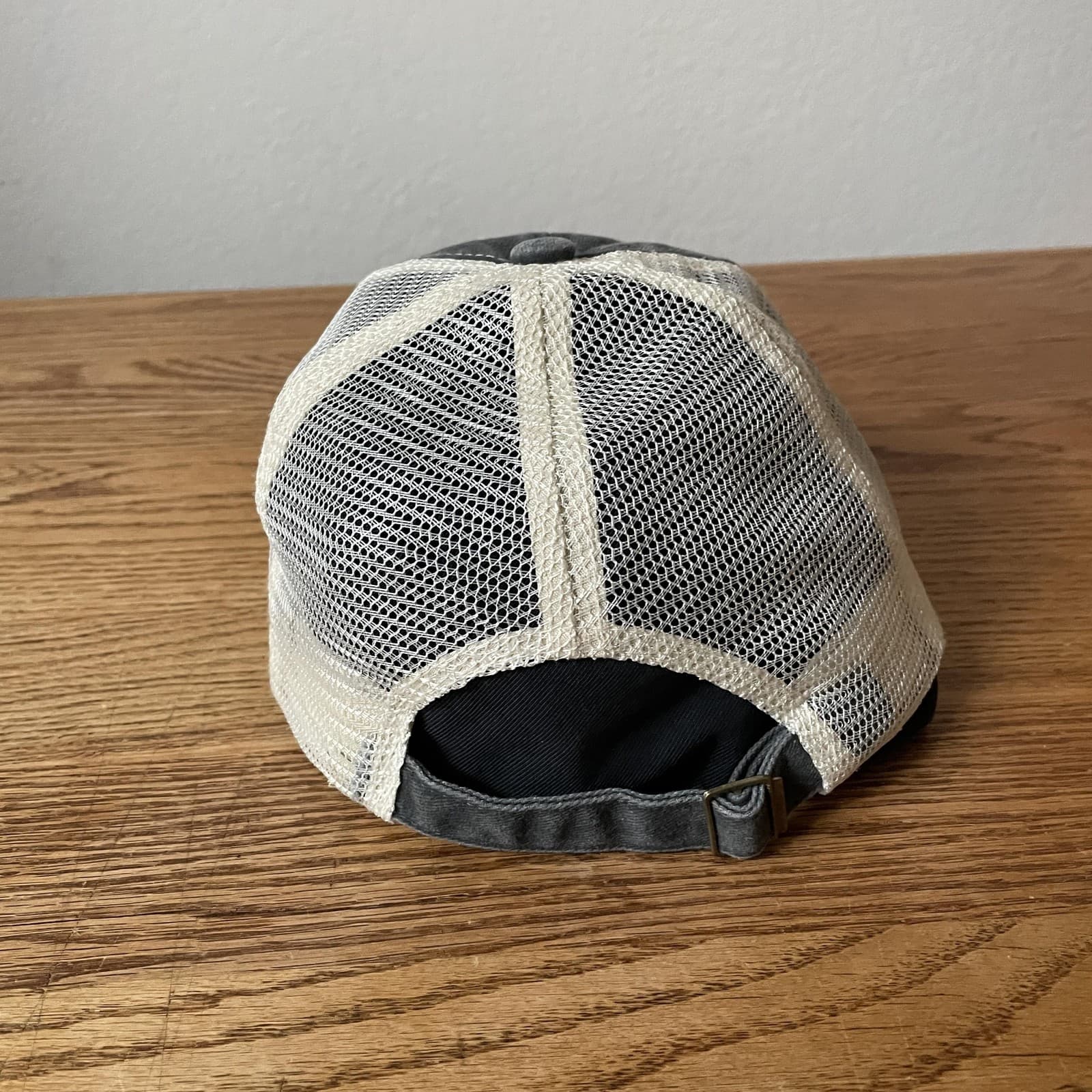 US Air Force Retired Hat Cap Strap Back Gray White Trucker Mesh Washed Mens Flag - Thumbnail 3