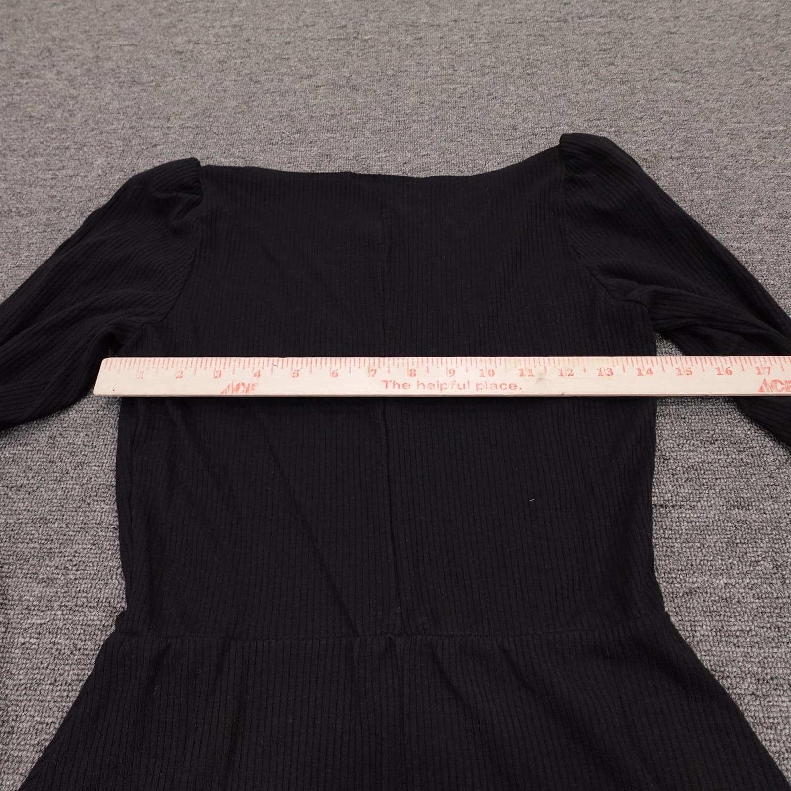 Reformation Jeans Dress Womens Medium Black Ribbed Knit Long Sleeve Fit & Flare - Thumbnail 4