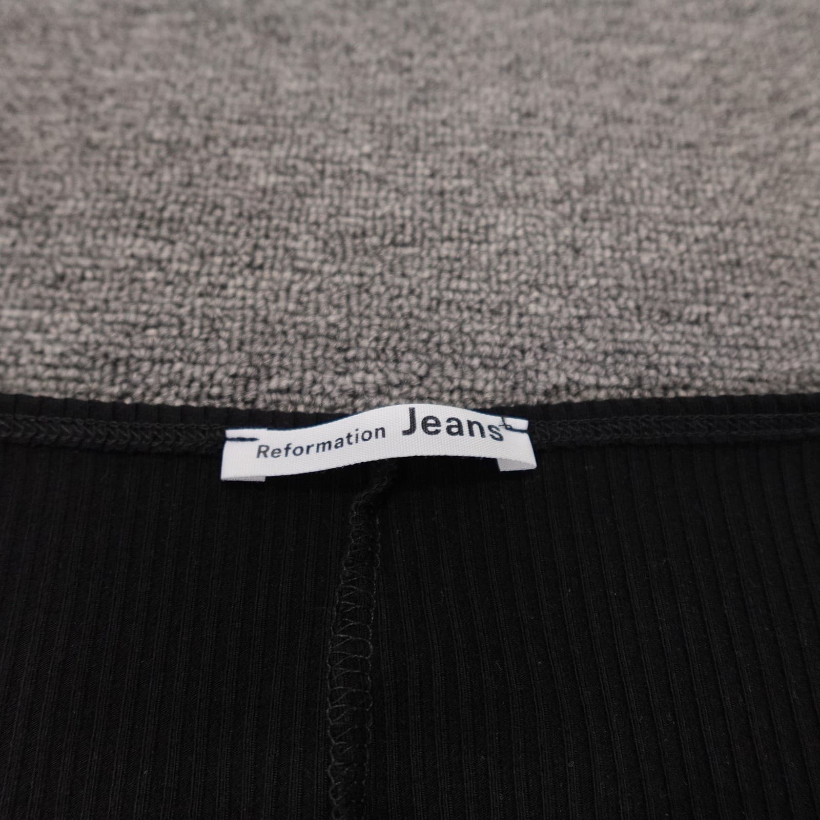Reformation Jeans Dress Womens Medium Black Ribbed Knit Long Sleeve Fit & Flare - Thumbnail 3